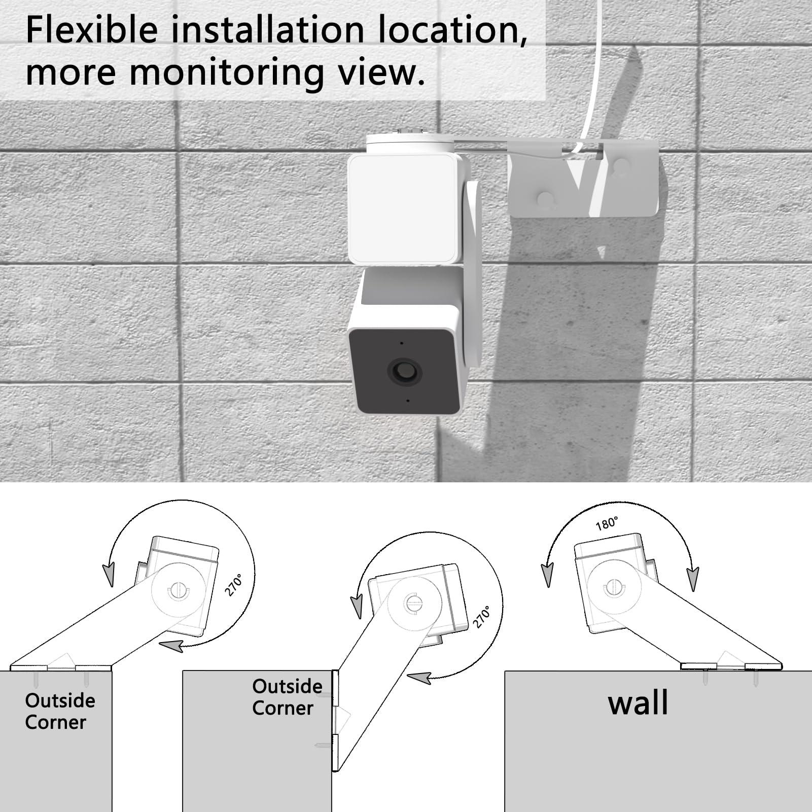 Zwolf Wall Mount for Wyze Cam Pan V3,Outside Corner Bracket for Wyze Cam Outdoor Indoor, Full Side Coverage, Improves The Field of View Reduce Blind Spots - Image 3