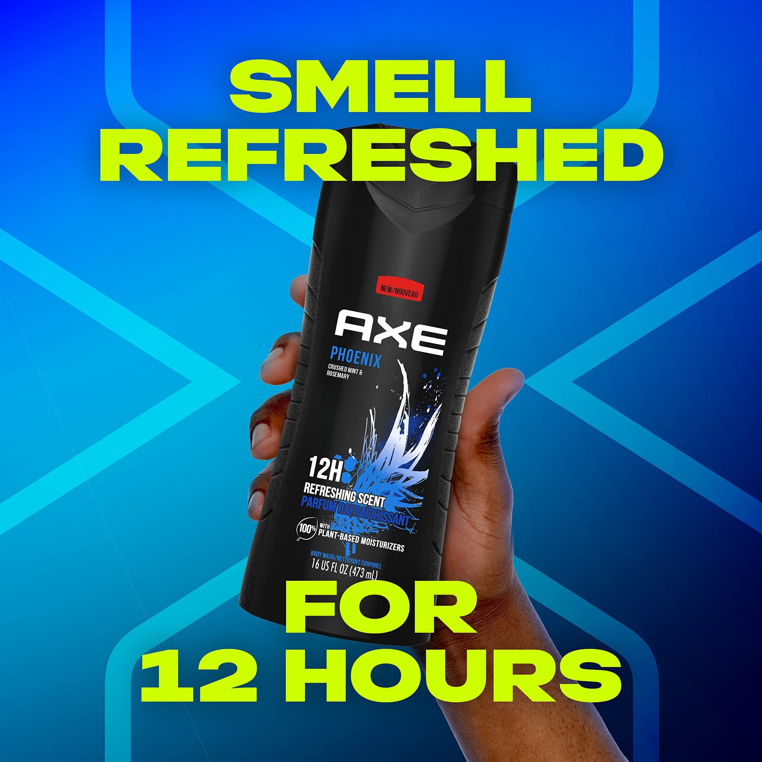 AXE Body Wash Phoenix 4 Count 12h Refreshing Scent Crushed Mint & Rosemary Men's Body Wash with 100% Plant-Based Moisturizers 16 oz - Image 6