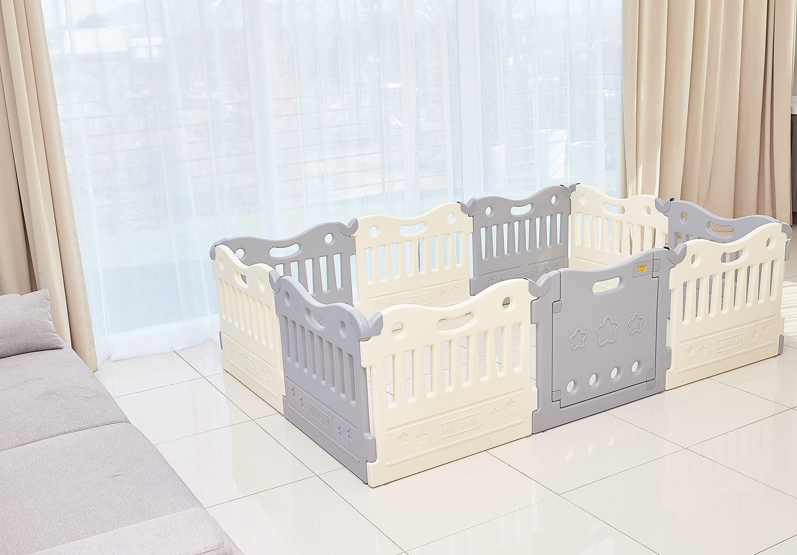 Baby Care Play Mat Funzone Play Pen - Extra Large Baby Play Yard - Play Pen for Baby - Safe with Double Locking (Grey, Full Set) - Image 6
