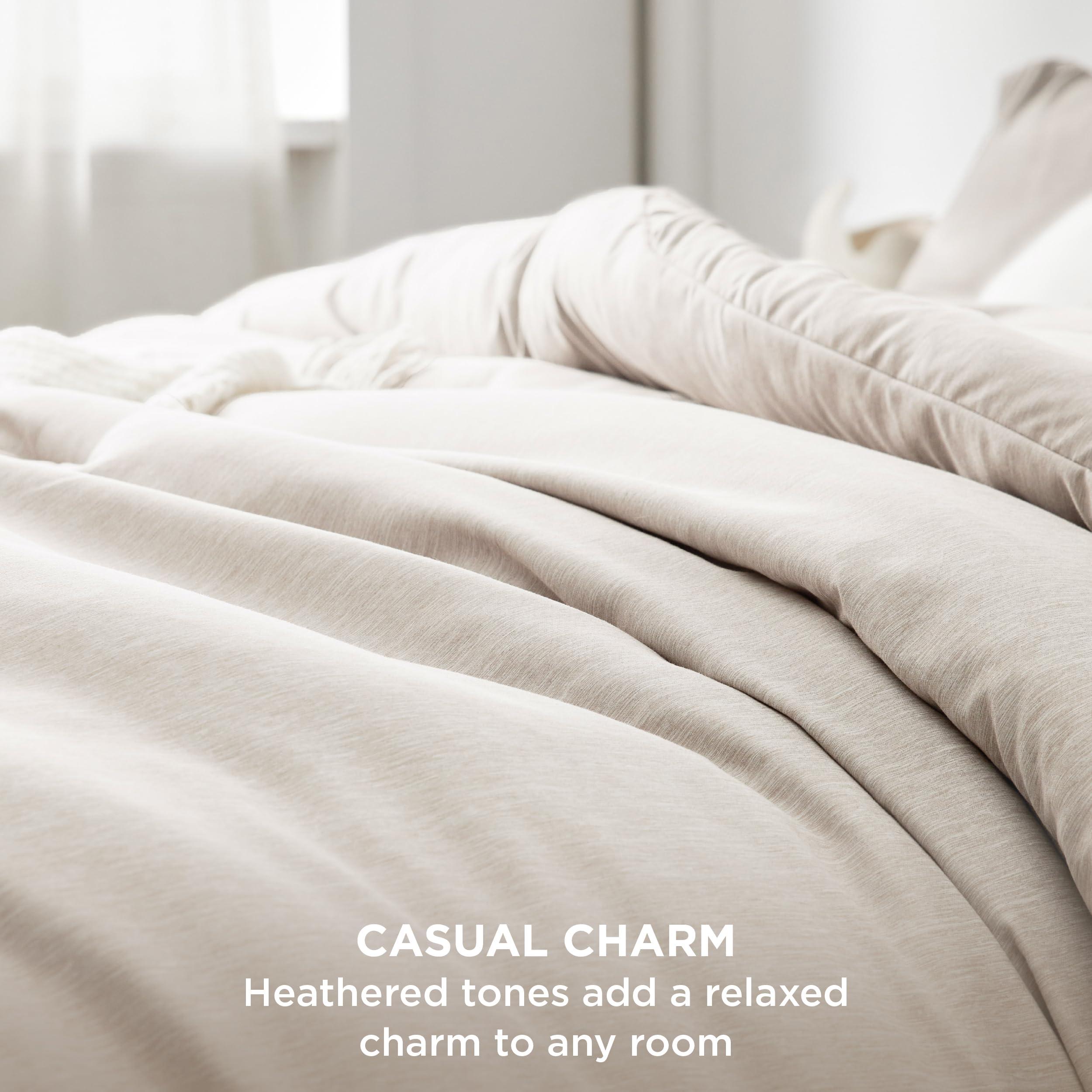 Bedsure Queen Comforter Set - Beige Soft Bedding for All Seasons, Cationic Dyed Bed Set, 3 Pieces, 1 Queen Size Comforter (90"x90") and 2 Pillow Shams (20"x26"+2") - Image 3