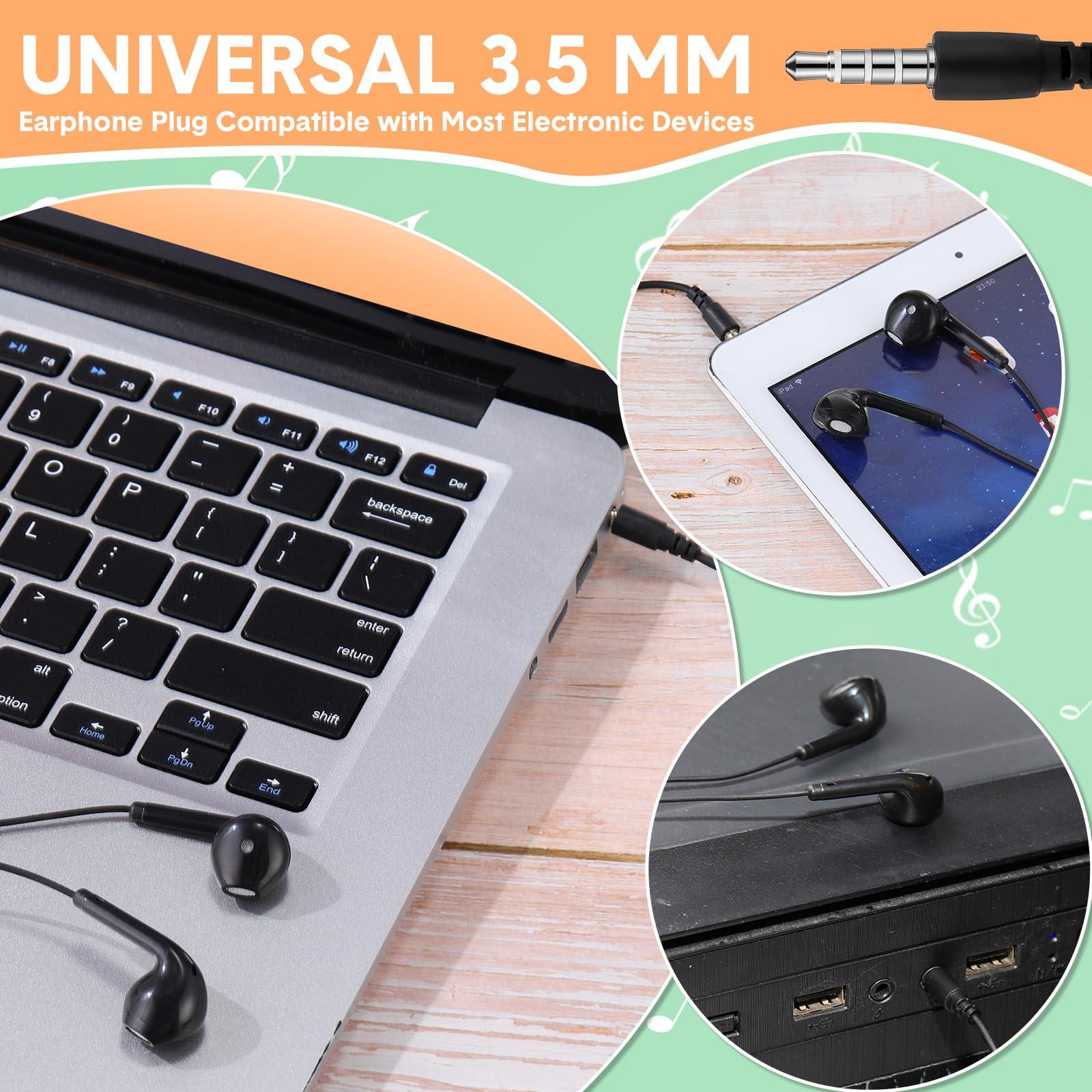 Xinnun 50 Pack Bulk Earbud Headphones with Mic Student in Ear Earbuds Classroom Wired Ear Buds with 3.5mm Headphone Plug for Kids Adults School Library Museum Travel Plane Tablet(Black,Simple) - Image 4