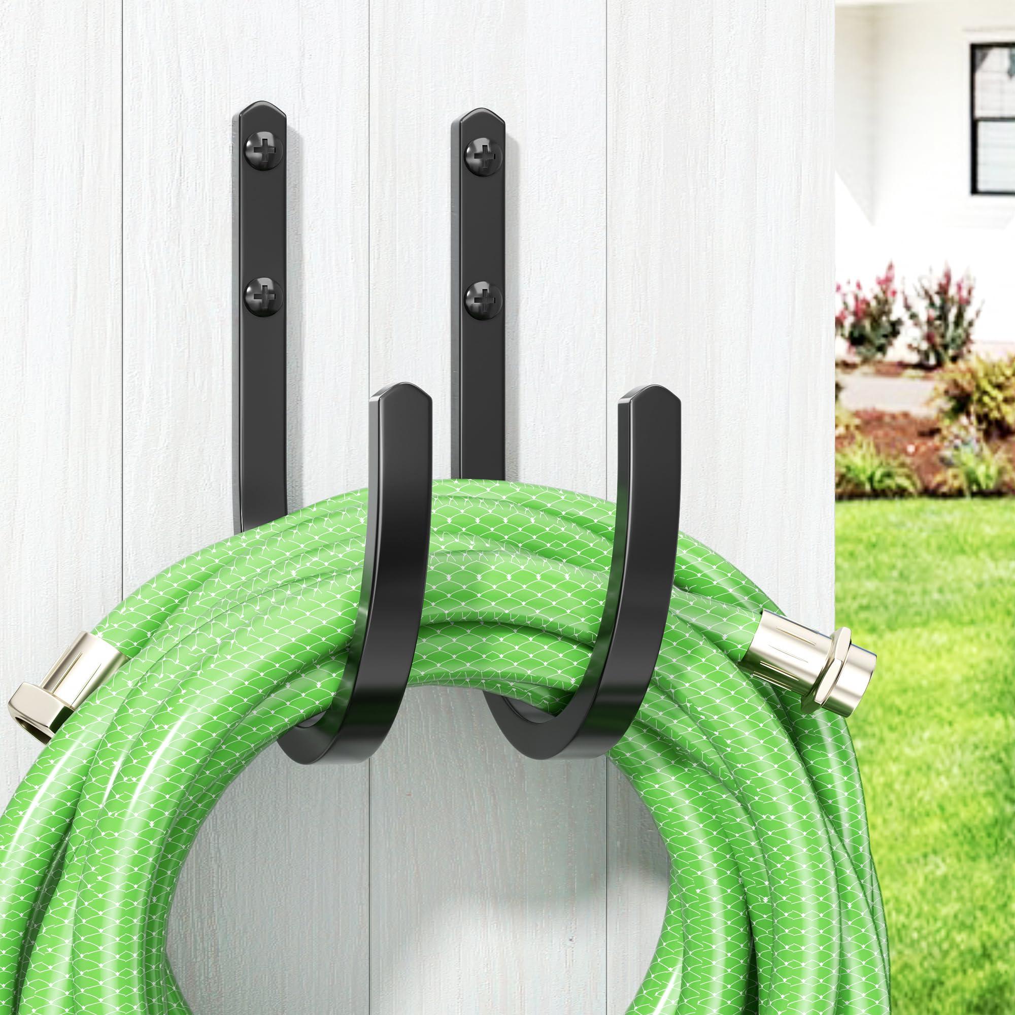 songsoso Garden Hose Holder Wall Mount - Aluminum Hose Hanger for Outside, Durable Wall-Mounted Hose Holder for Garden & Outdoor Use（4 Hooks） - Image 4