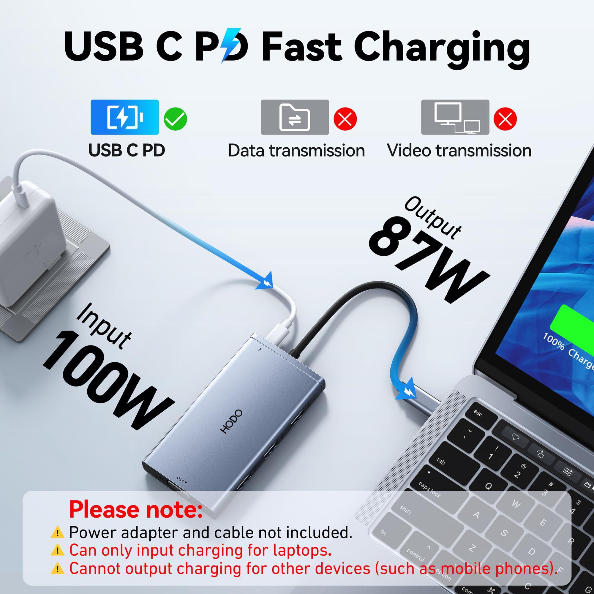 USB C Docking Station Dual Monitor Adapter for Dell HP, Laptop Docking Station 3 Monitors Quad Display USB C Hub Dongle to 4K HDMI+DP+VGA,3 USB2.0,100W PD,8 in 1 Thunderbolt Dock for Lenovo,Surface - Image 7
