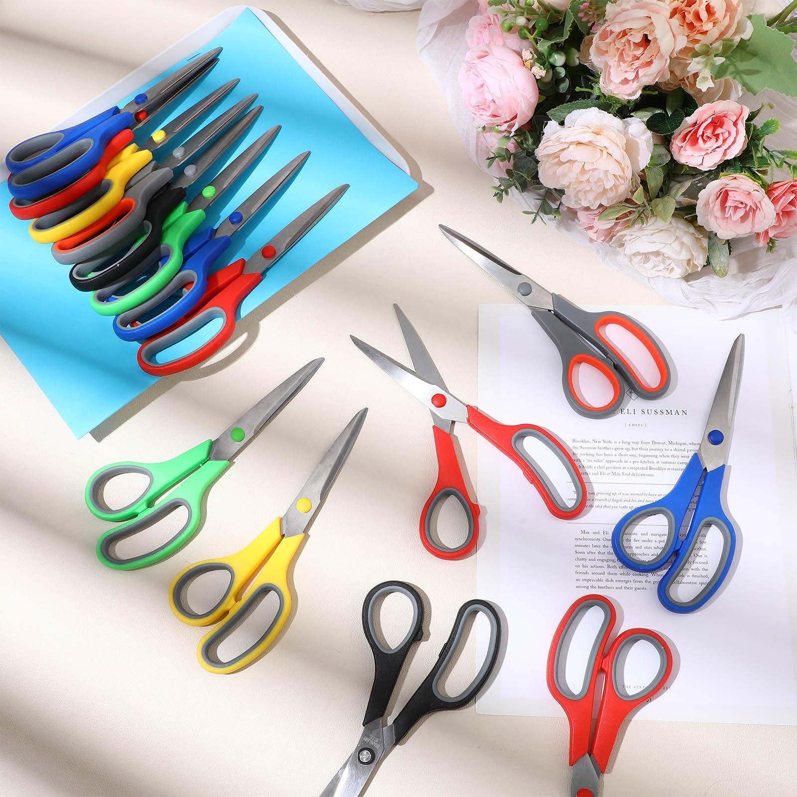 WILLBOND 90 Pack Scissors Bulk 8" Multipurpose Professional Heavy Duty Multi Color Stainless Steel Scissors with Comfortable Handles for Office School Craft Sewing Home DIY Craft Supplies - Image 2
