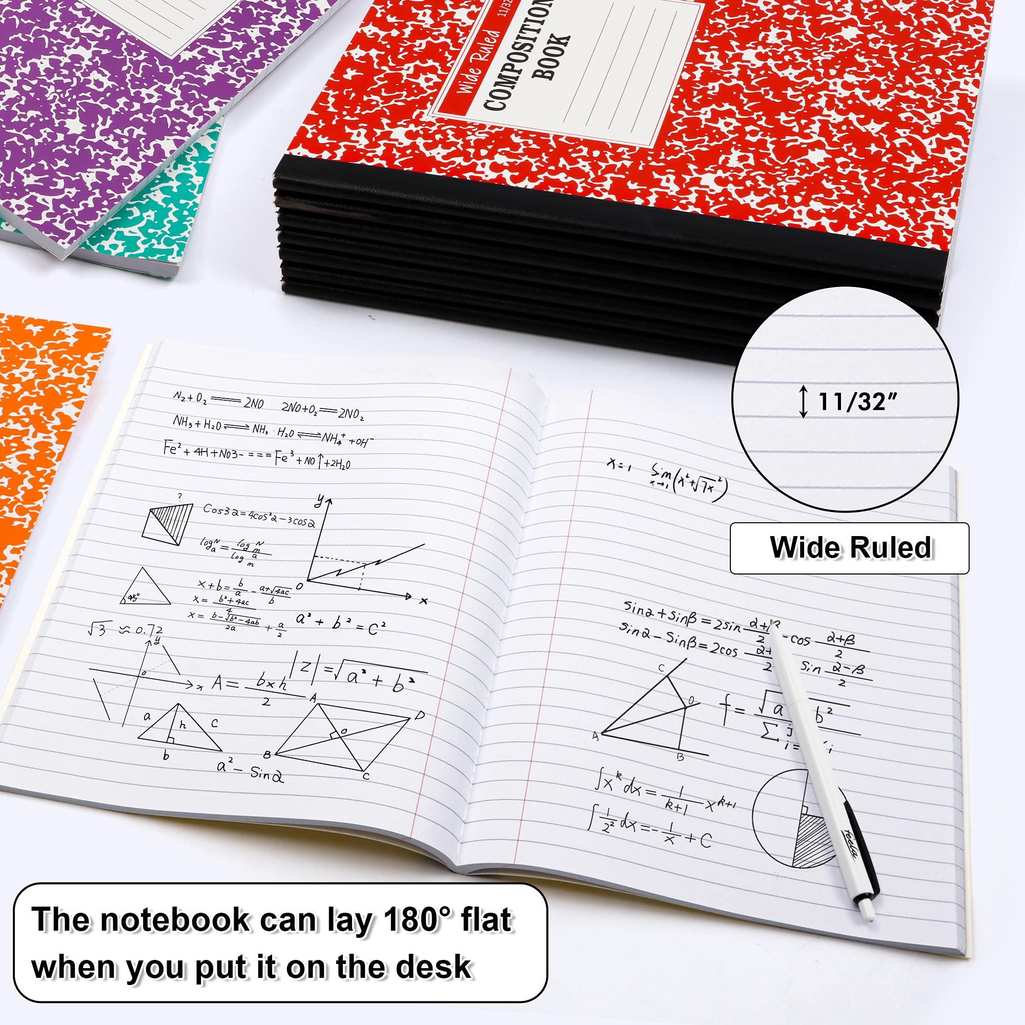 feela Composition Notebook, 8 Pack 8 Pastel Colors Wide Ruled Composition Books Bulk, Marble Cover Notepad Lined Cute Journal Notebooks for School Supplies Notes Taking Writing, 9.75 X 7.5 in - Image 3