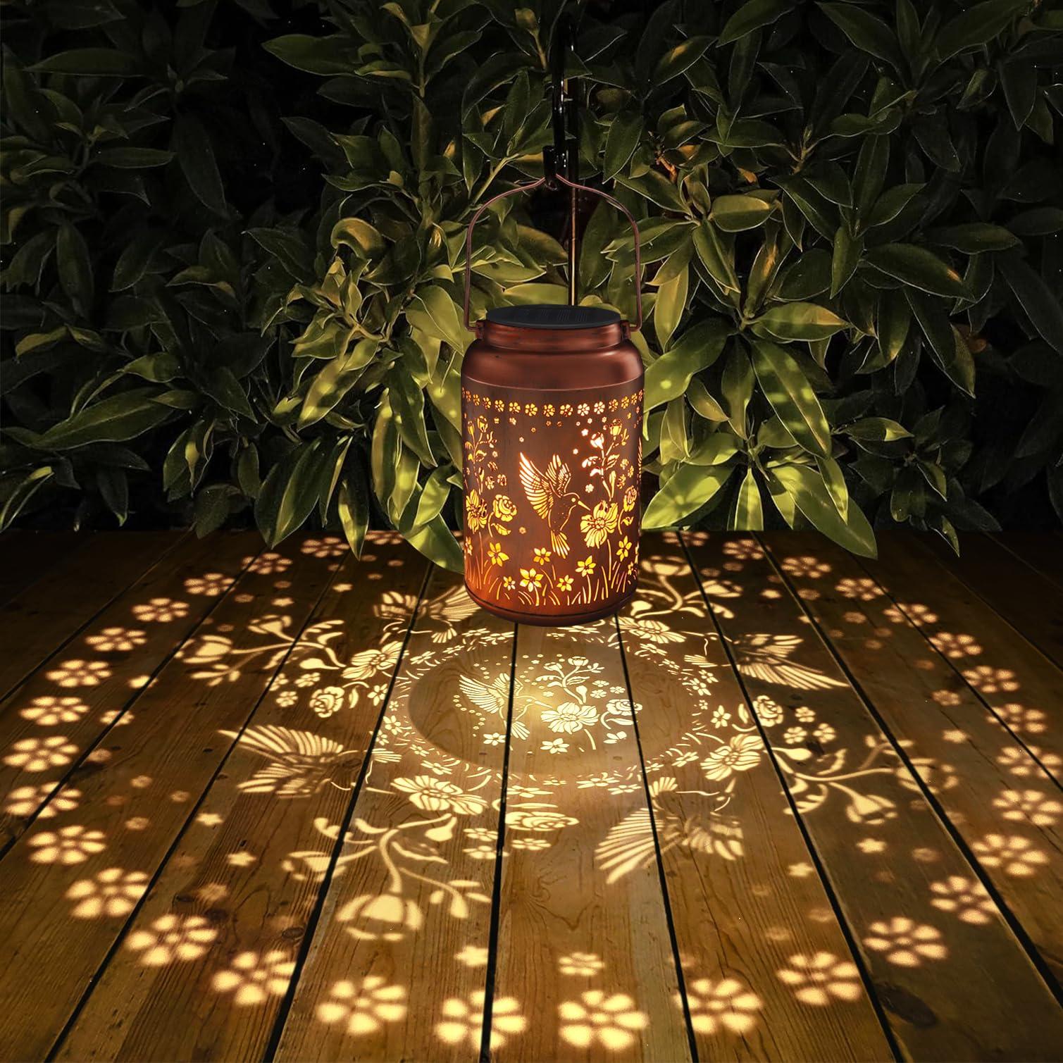 Tepaken Solar Lanterns Outdoor Waterproof Hummingbird Garden Decor Gifts for Women Mom Grandma Hanging Solar Lights Metal Solar Decoration Outside for Yard, Patio, Backyard, Porch - Image 4