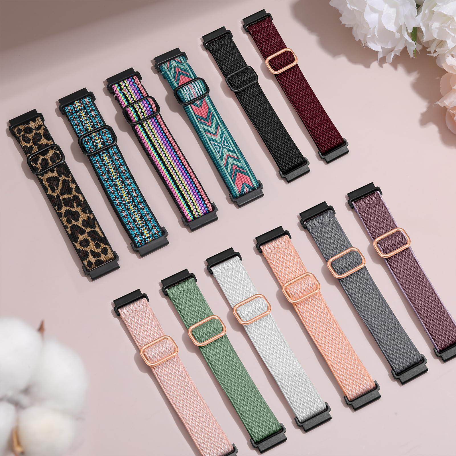 Easuny 12 Pack Stretchy Bands Compatible with Samsung Galaxy Watch 7 6 5 4 40mm 44mm Band, Galaxy 5 Pro 45mm, 6 Classic 47mm 43mm, 4 Classic 46mm 42mm, Active 2, 20mm Elastic Watch Strap for Women - Image 9