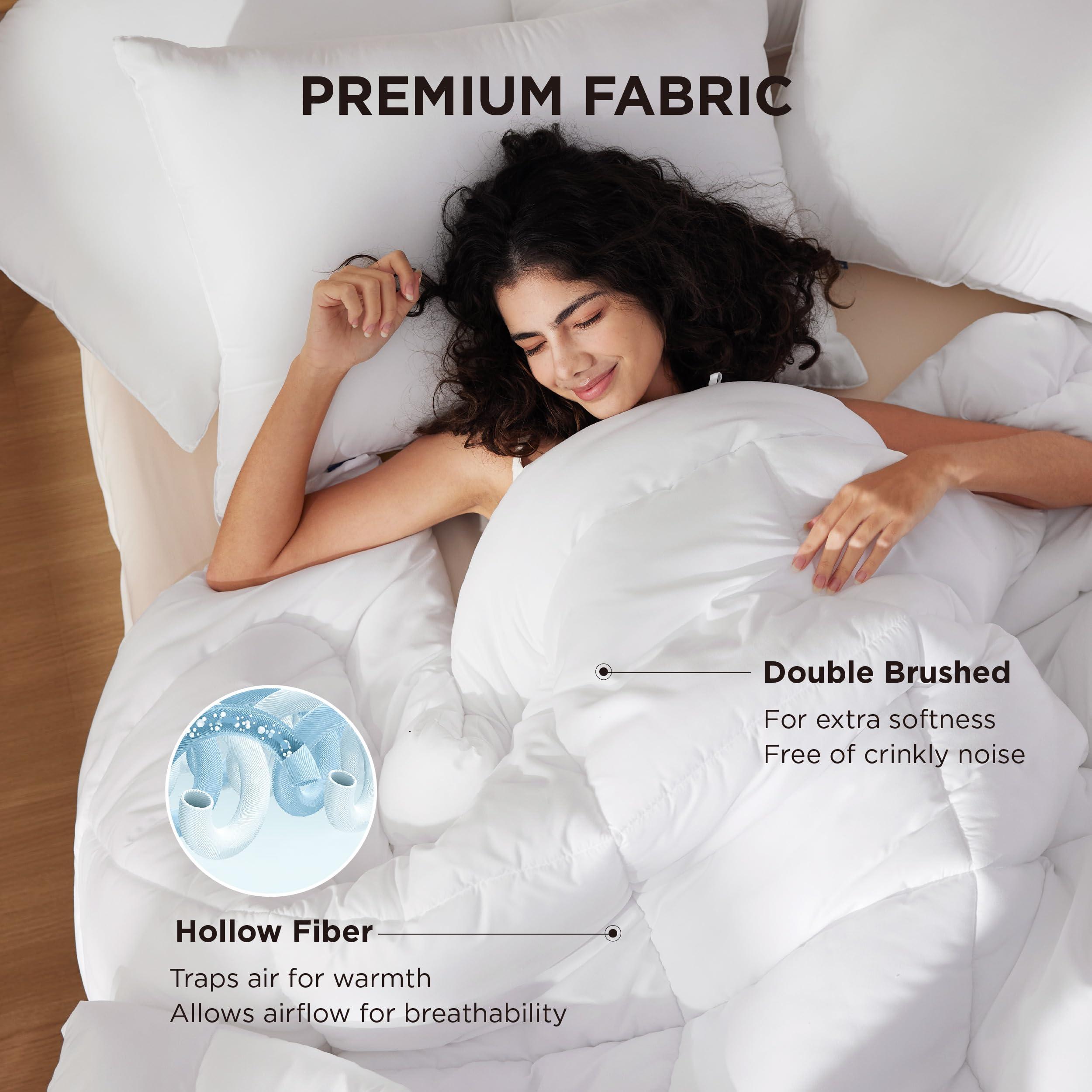 Bedsure Comforter Duvet Insert - Quilted Comforters Queen Size, All Season Duvet, Down Alternative Bedding, with 8 Tabs, Gifts for Women/Men, White, Queen 88 x 88 Inches - Image 5