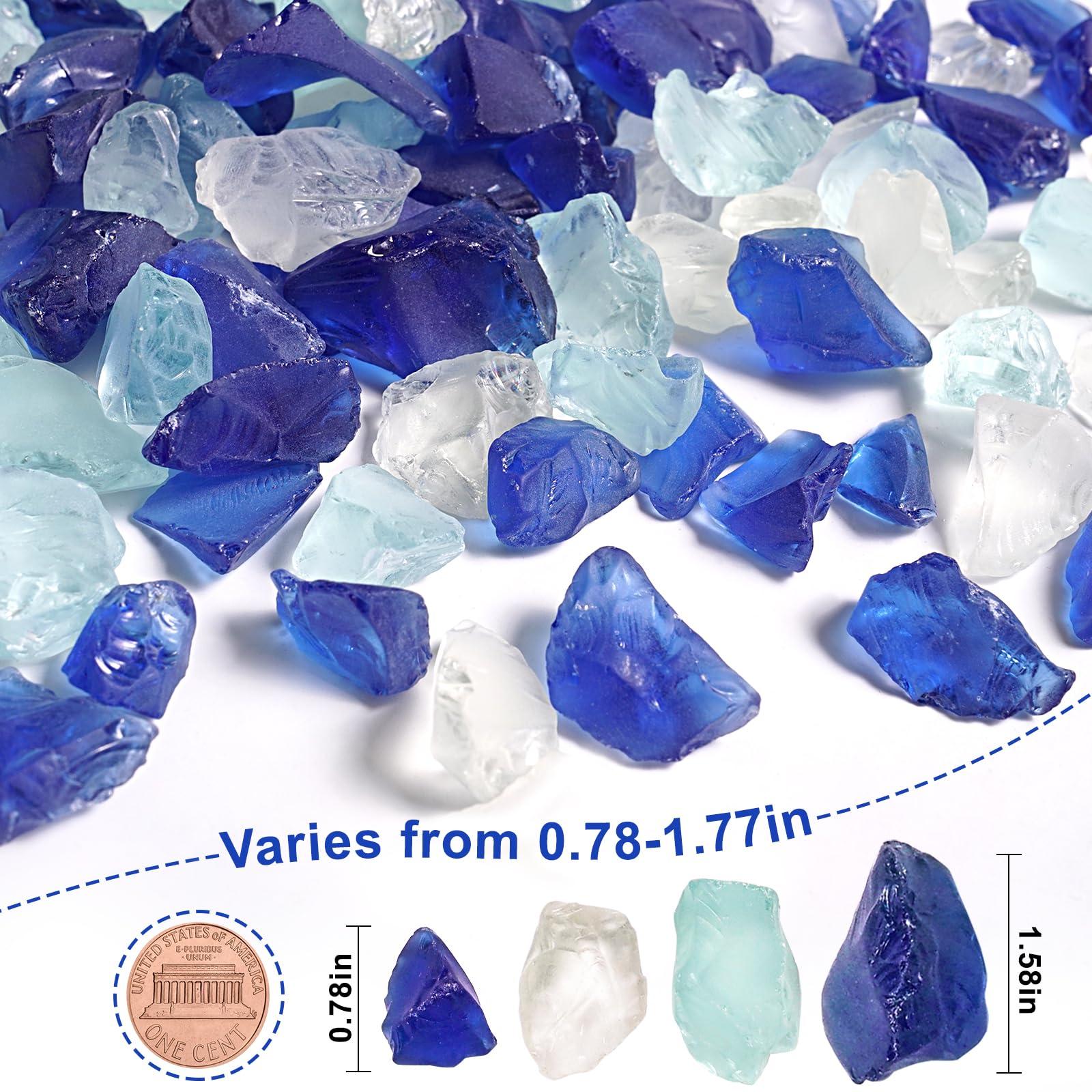 Versatile Frosted Sea Glass Block - 1LB Blue Vase fillers, Aquarium Gravels, Sea Glass Decor, Ideal for DIY Crafts, and Home Decor - Perfect for Beach Weddings and More (Cobalt & Turquoise & White) - Image 3