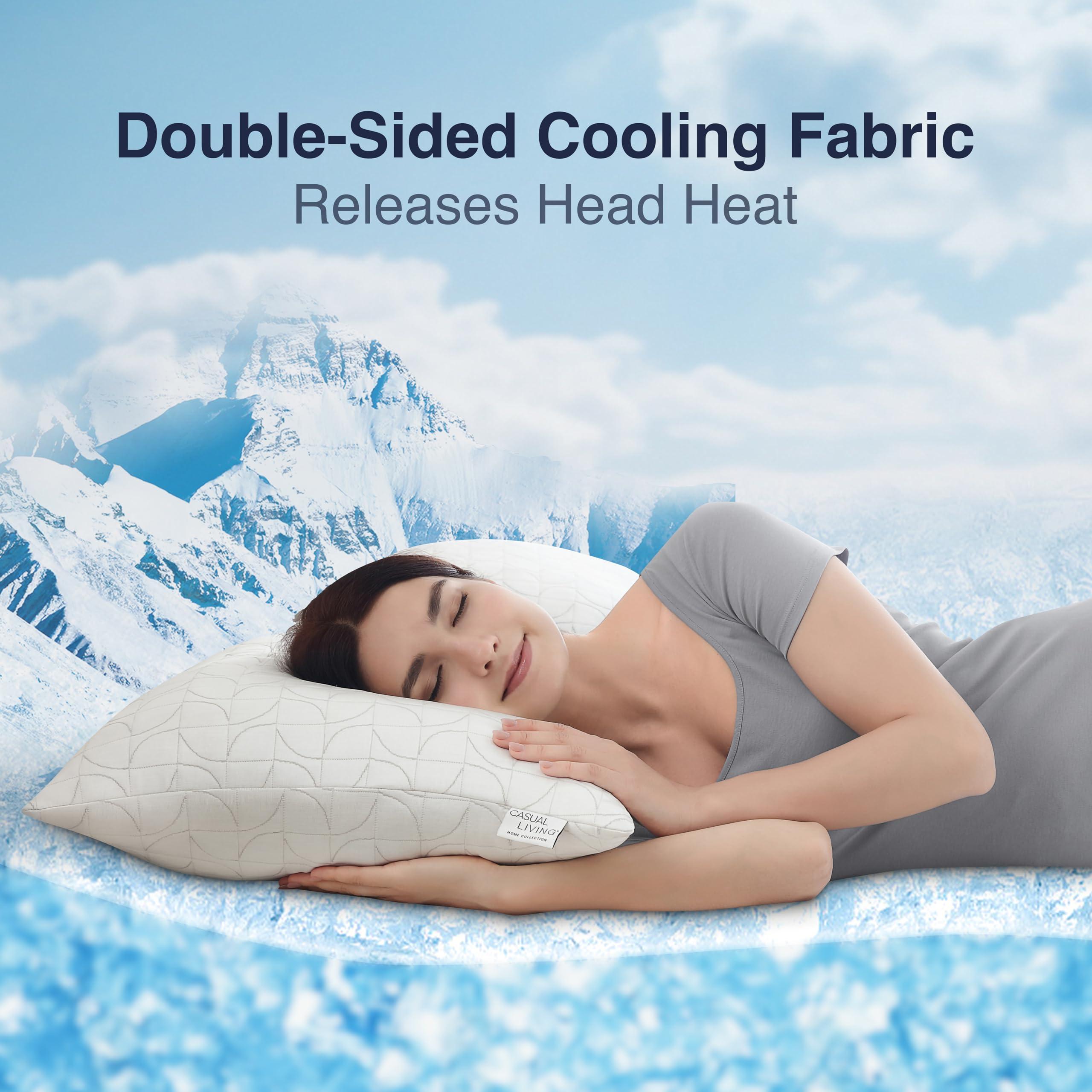Casual Living Cooling Pillow Set of 2 Crushed Foam Pillows with Extra Fill Hypoallergenic Machine Washable Removable Cover for Side Back and Stomach Sleepers, Standard Size 19-inch x 25-inch, White - Image 4