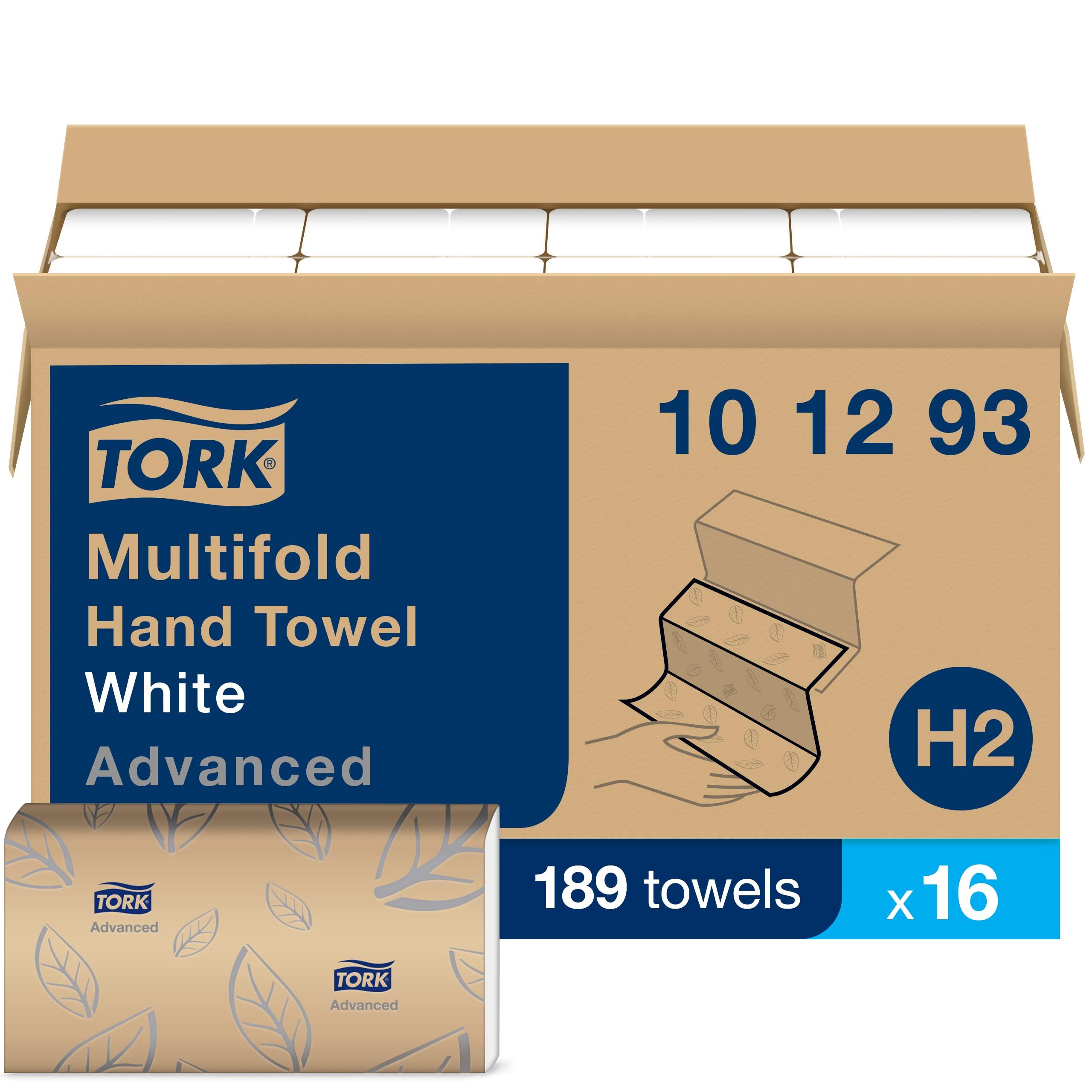 Tork Xpress Soft Multifold Hand Towel White with Grey Leaf Print, Absorbent, 189 Towels Per Pack, 16 Packs, Fits H2 Towel Dispensers - Image 2