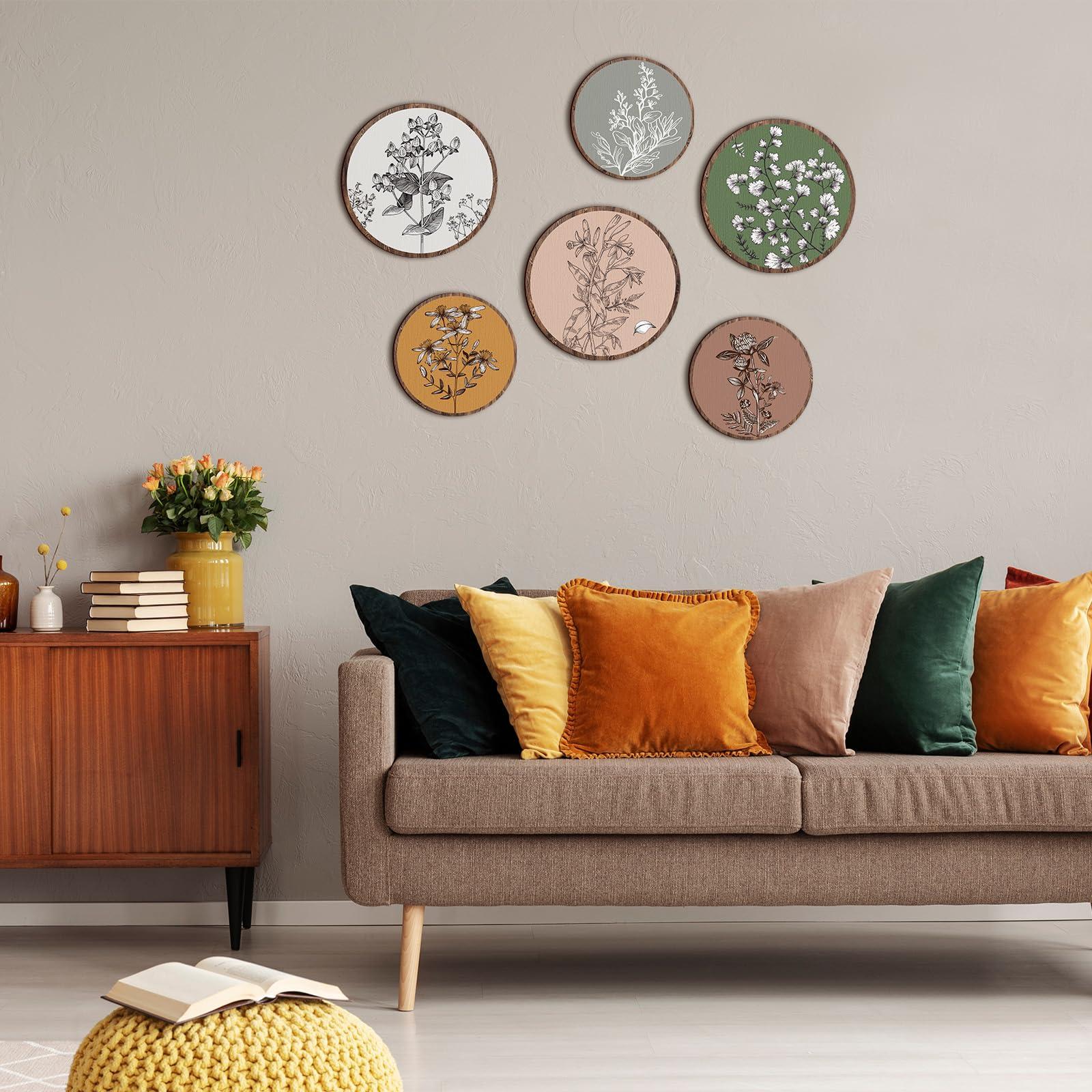Barydat 6 Pieces Boho Plant Wall Art Decor Wooden Boho Farmhouse Rustic Bohemian Wall Hanging for Bedroom Living Room Office (Retro,8 Inch, 10 Inch) - Image 3