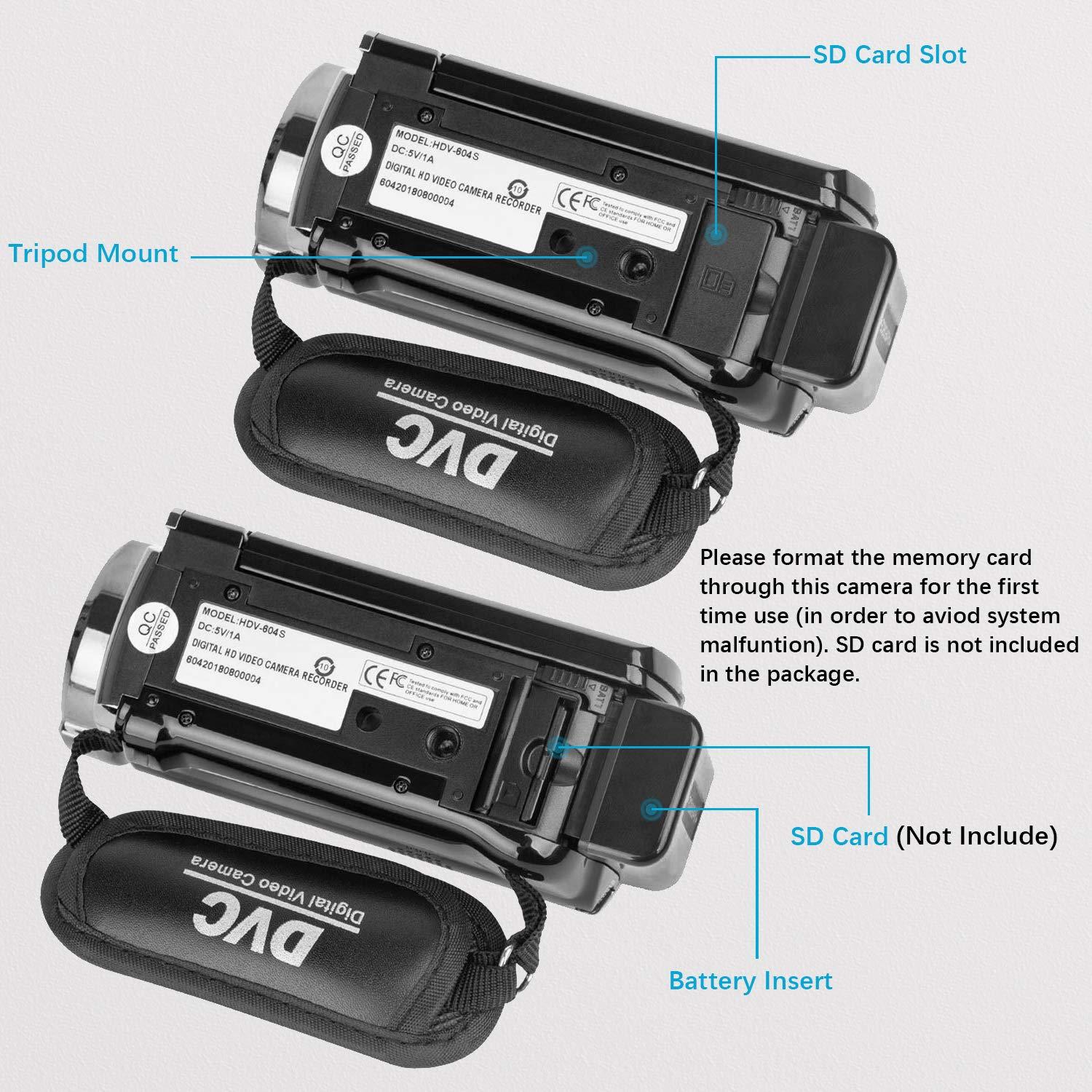 kimire Video Camera Camcorder Digital Camera Recorder Full HD 1080P 15FPS 24MP 3.0 Inch 270 Degree Rotation LCD 16X Digital Zoom Camcorder Camera with 2 Batteries(Black) - Image 5