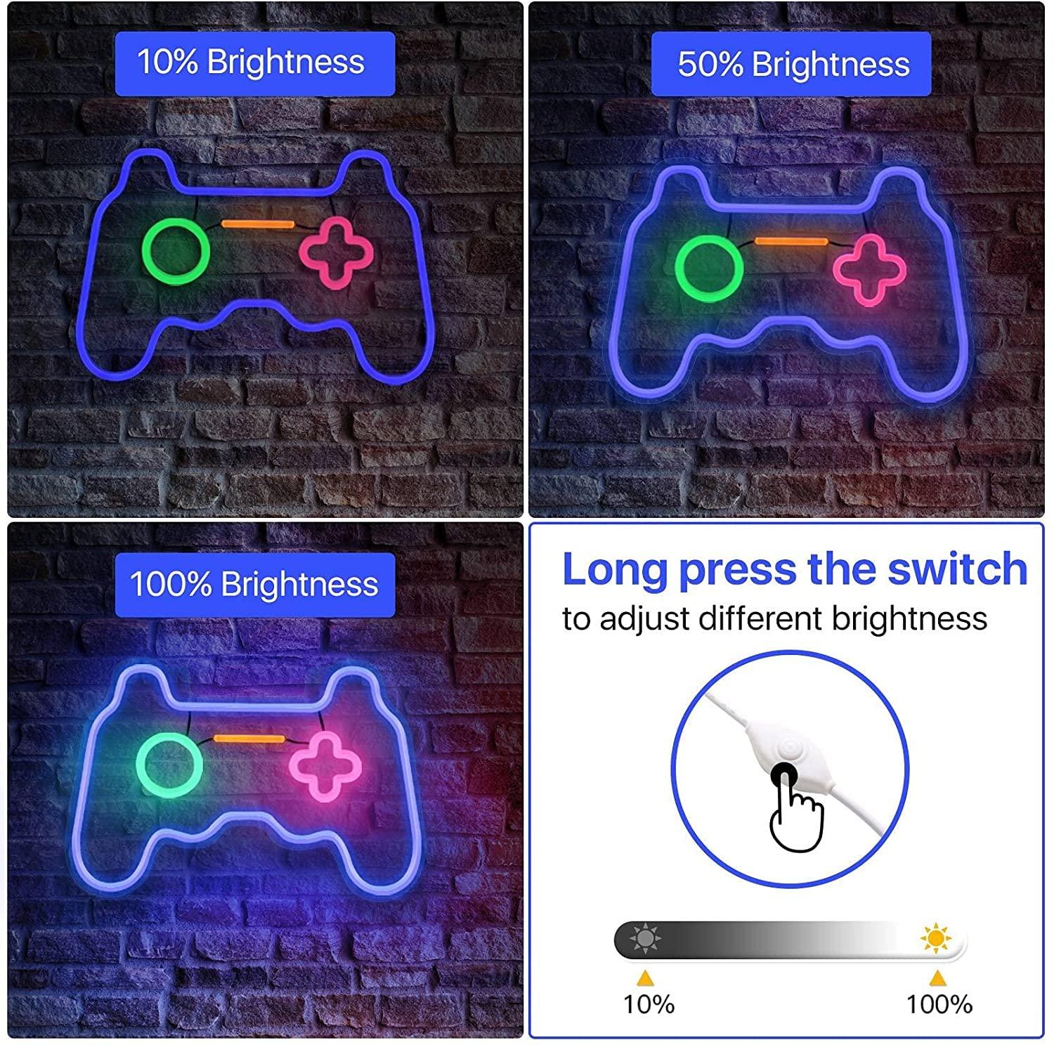 SOLIDEE Led Dimmable Neon Signs Wall Decorations For Living Room|Bedroom Gamepad Controller Shape Lights Game Room Decor Accessories Cool Teen Boys|Girls|Kids Gamer Gifts - Image 3