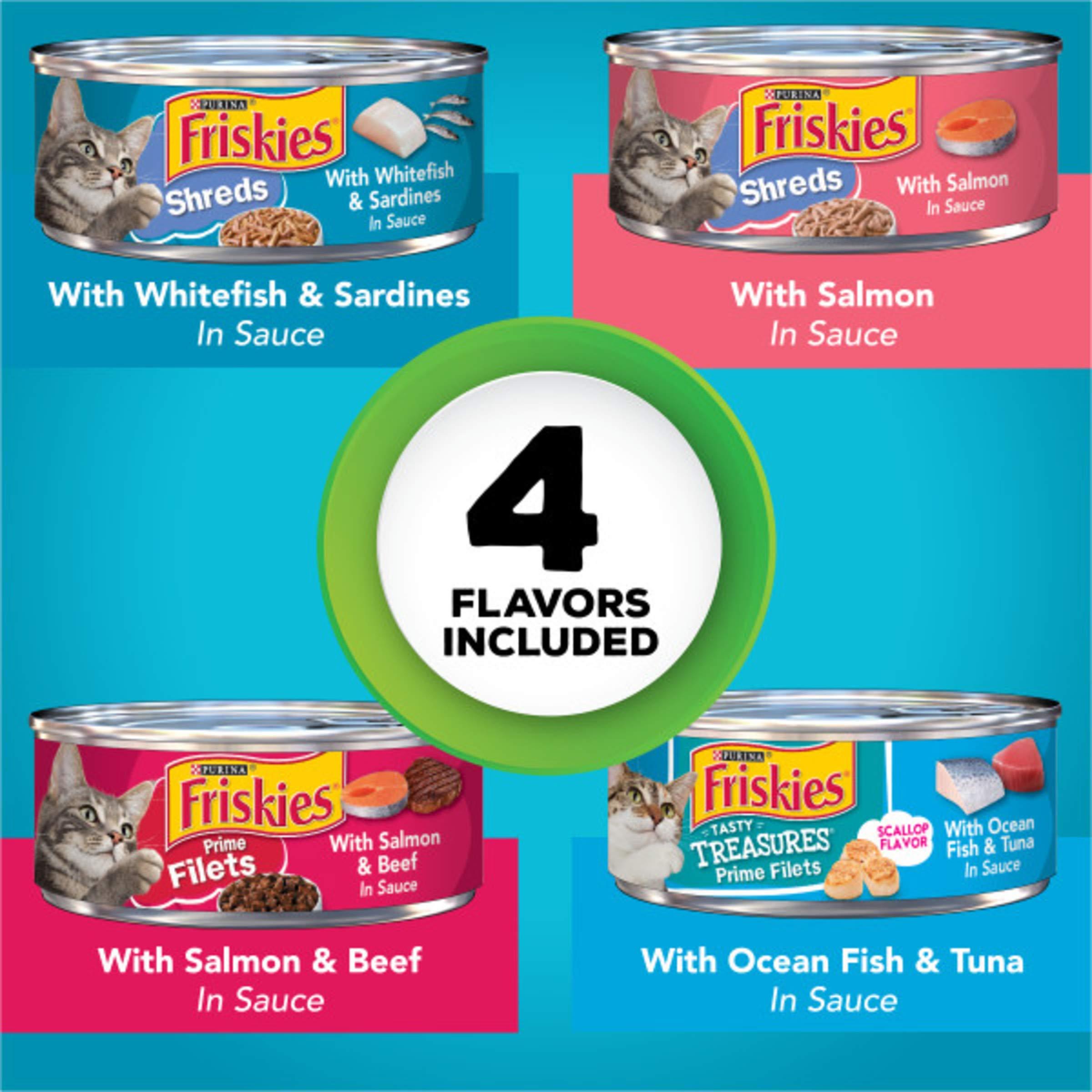 Purina Friskies Wet Cat Food Variety Pack Fish-A-Licious Extra Gravy, Prime Filets and Tasty Treasures - (Pack of 32) 5.5 oz. Cans - Image 2