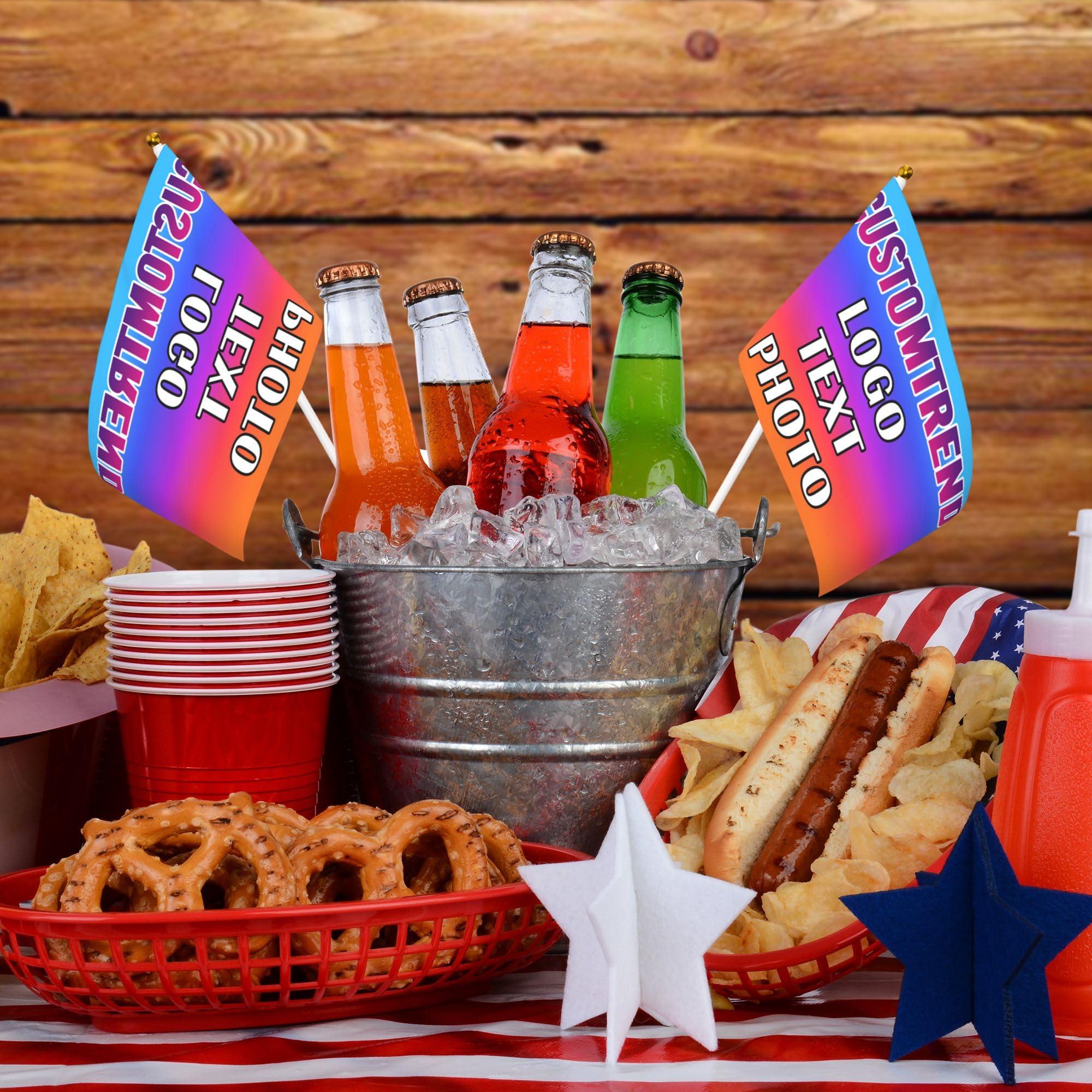 Custom Handheld Flag Small with Pole 6-500 Pcs Personalized Stick Flag Double-sided Mini Flags Banners Customized Deign Your Own Photo Text Logo 4x6 Inch - Image 2