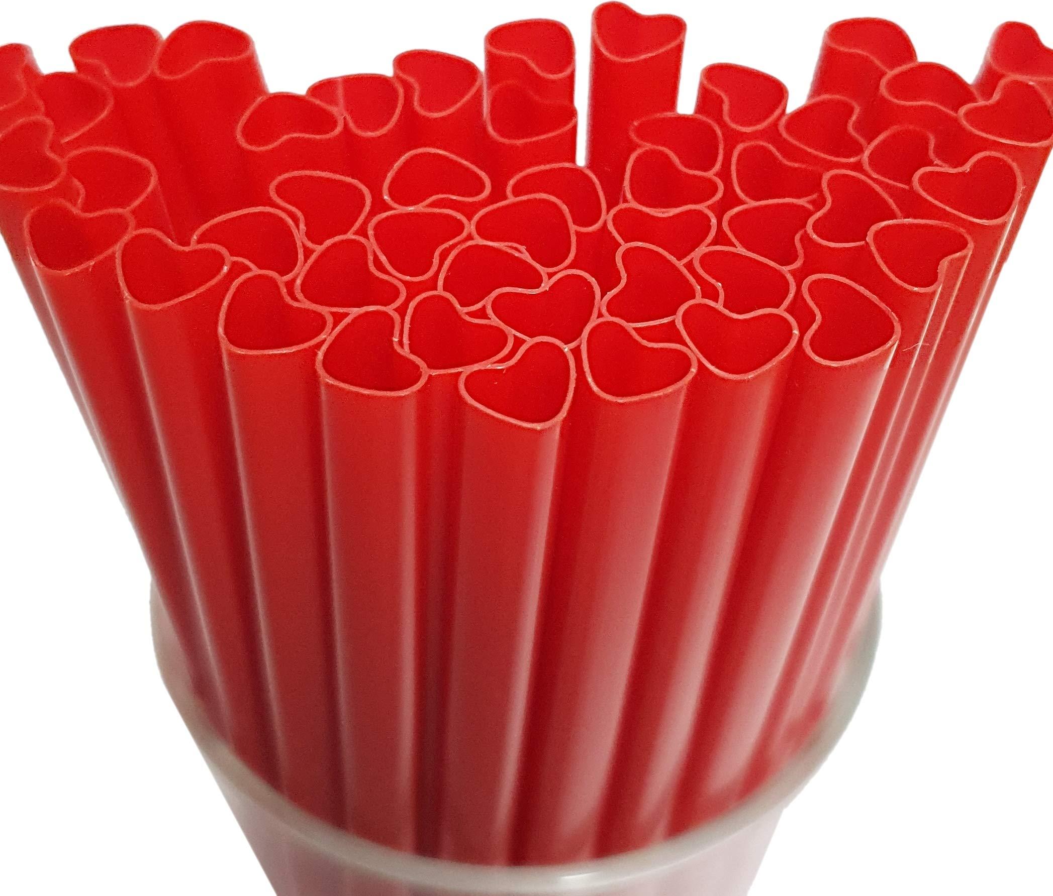 The best MOON 100pcs Heart Shaped Red Straws Disposable Drinking Cute Straw Individually Wrapped plastic red straw Valentines day Cocktail Party Birthday Party Bridal Shower wedding supplies