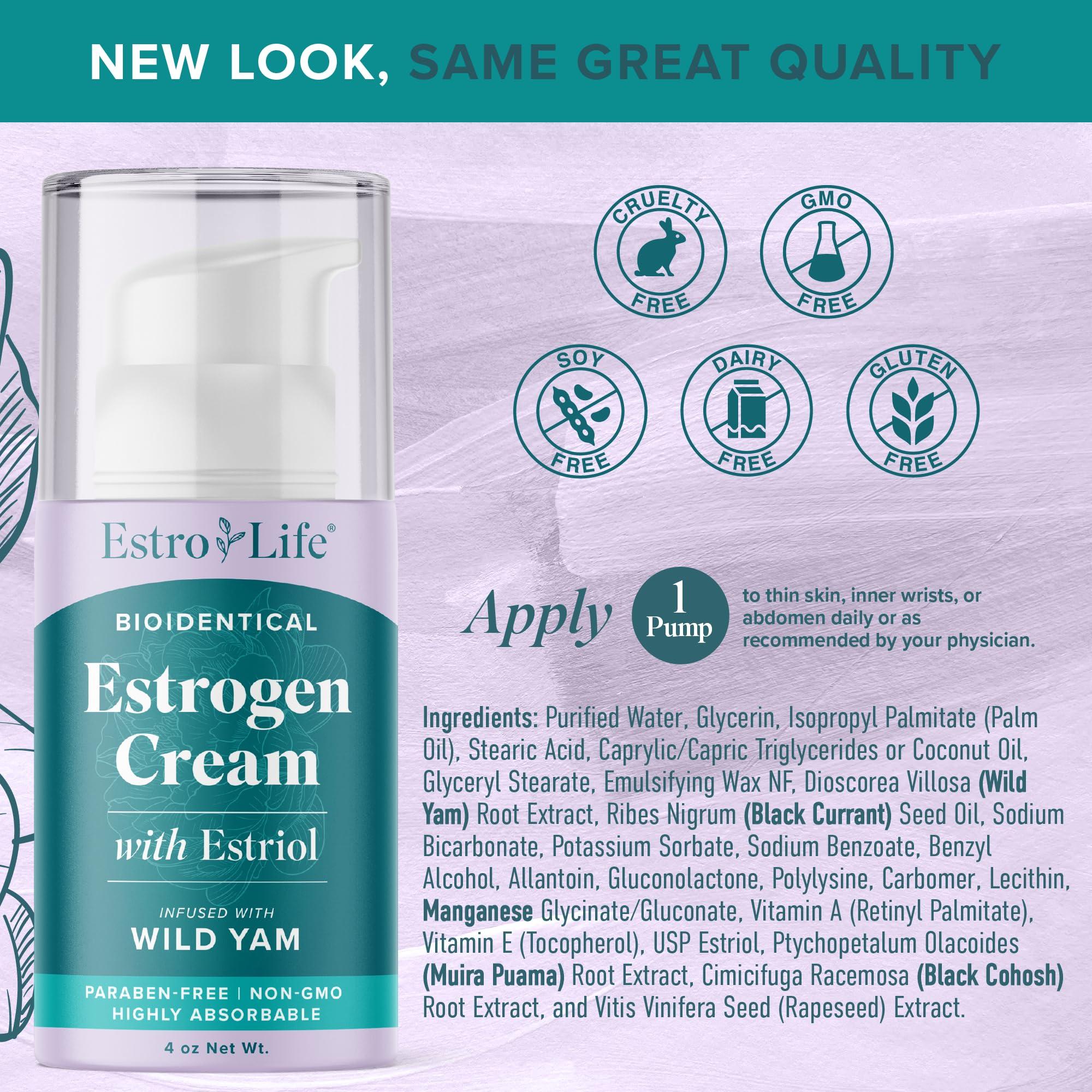 Estrogen Cream with Wild Yam Cream for Hormone Balance | Bioidentical Menopause & Menstrual Support | 200mg USP Micronized Estriol with Vitamin A, Manganese, Black Currant Oil | 80 Servings, 4oz Pump - Image 7