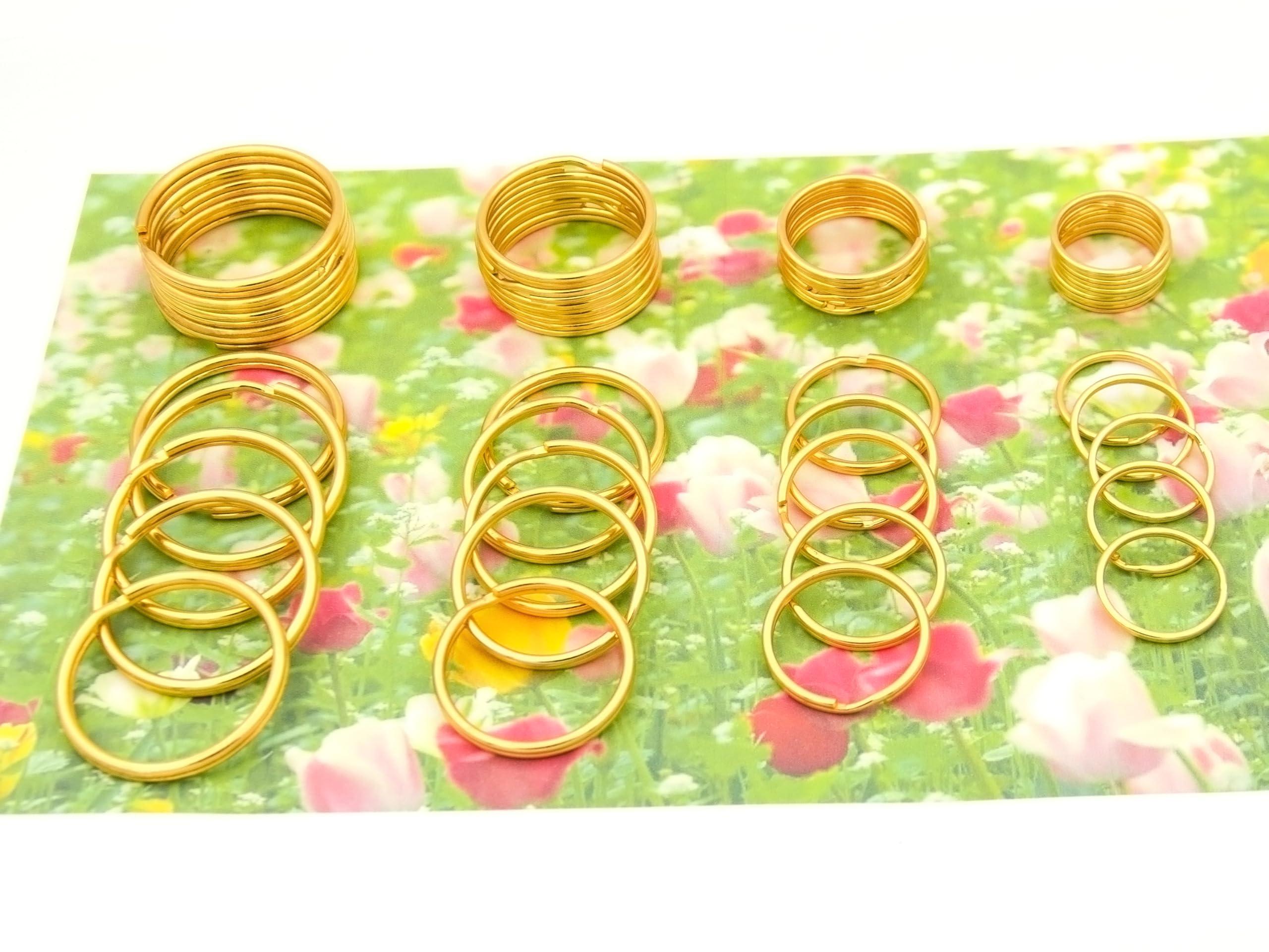 Key Ring Keychain Assorted in 4 Sizes Metal Golden Round Split Key Chains Rings for Home Car Dog Tag Office Lanyards Keys Attachment Pack of 40pcs - Image 5