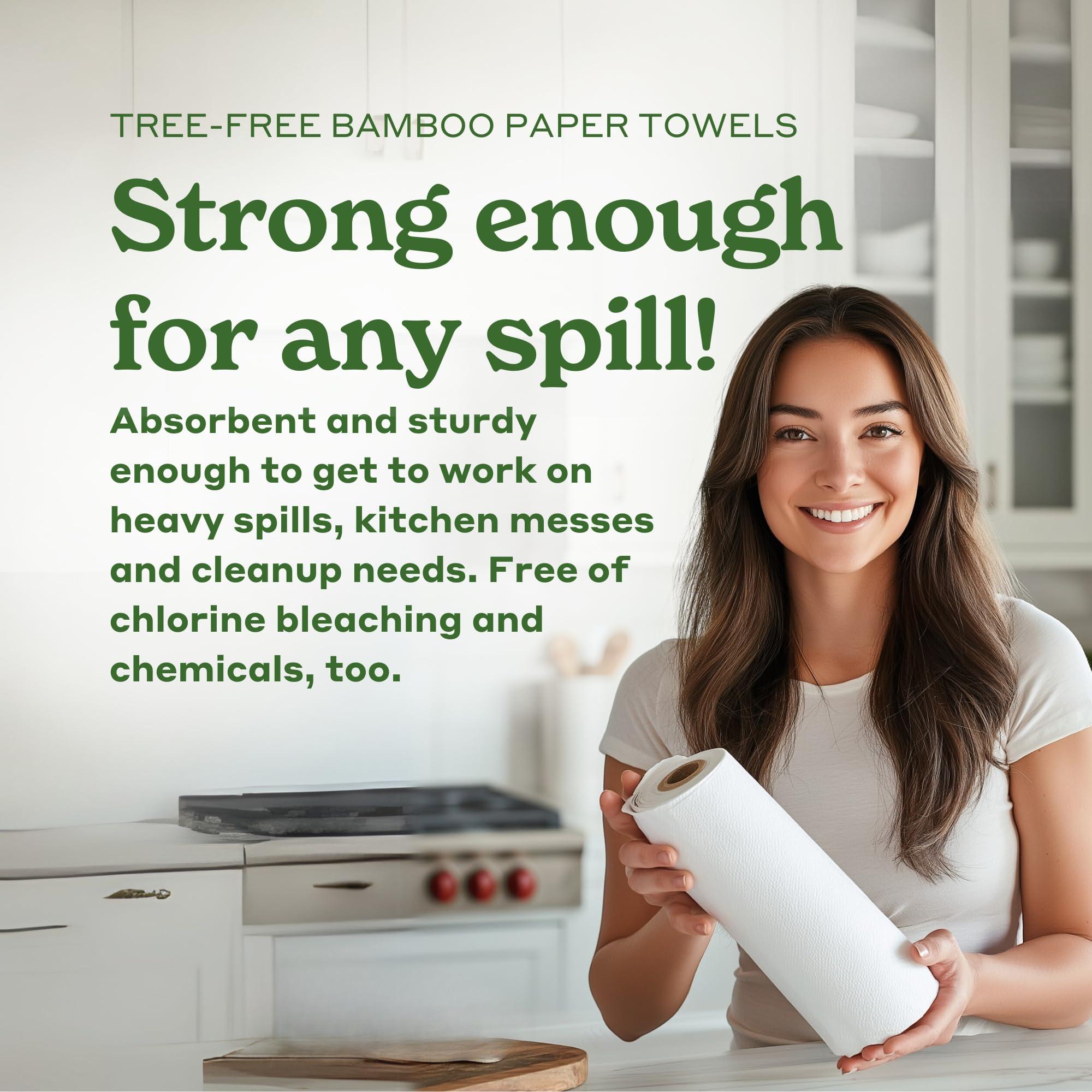 Caboo Tree Free Paper Towels, 6 Rolls, Eco Friendly, Earth Friendly, Sustainable Kitchen Paper Towels with Strong 2 Ply Sheets - Image 2