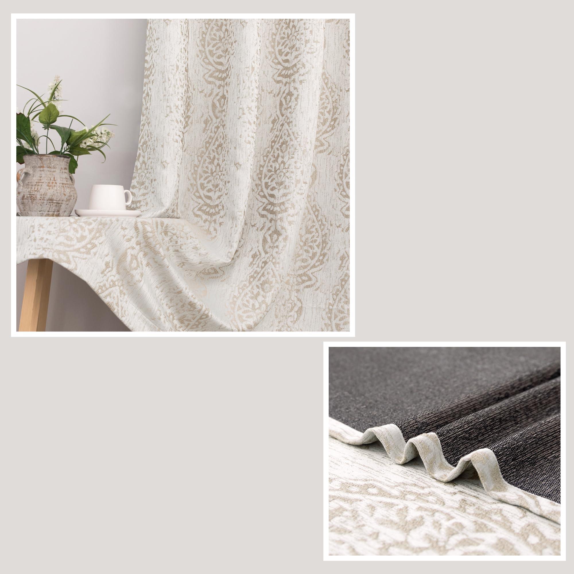 Taupe Geometric Curtains 84 Inches Long for Living Room 2 Panels 50% Blackout Window Design Moroccan Damask Patterned Neutral Contemporary Curtains for Dining Room Bedroom,Grey Tan Beige/Light Brown - Image 8