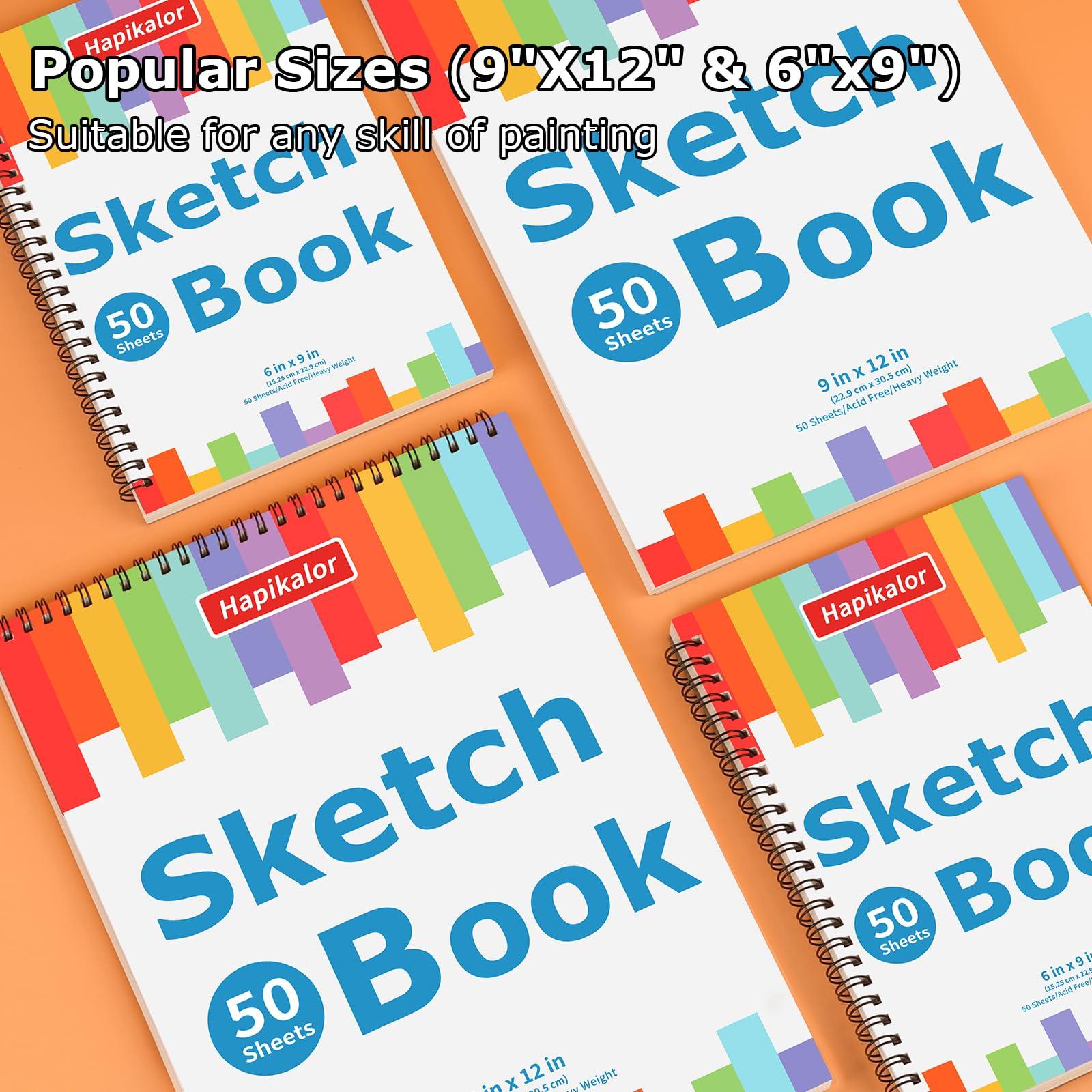 9" x 12" Sketch Book, 2-Pack 50 Sheets Spiral Bound Art Sketchbook, Acid Free Artist Drawing Book Paper, Art Supplies for Adults Kids, Craft Activities, Sketch Paper for Drawing Coloring Sketching - Image 7