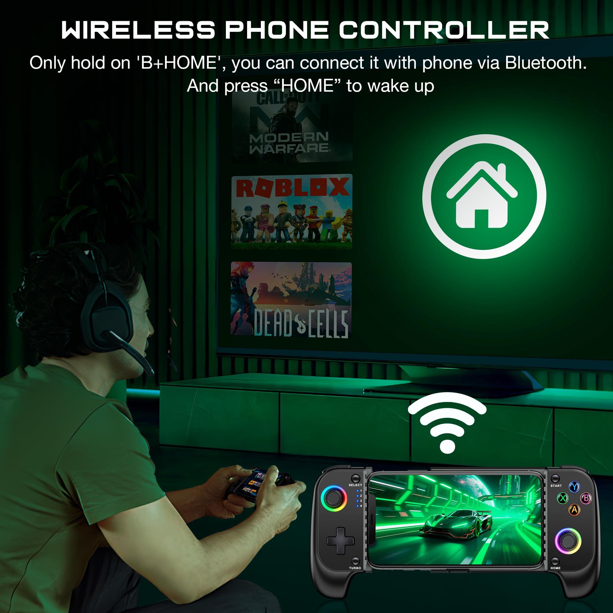 Wireless Phone Controller for iPhone/Android No Deadzone, Mobile Gaming Controller Support Xbox Game Pass, PlayStation, Steam Link, Call of Duty, Roblox, Cloud Gamepad for iOS with Dynamic LED Lights - Image 7