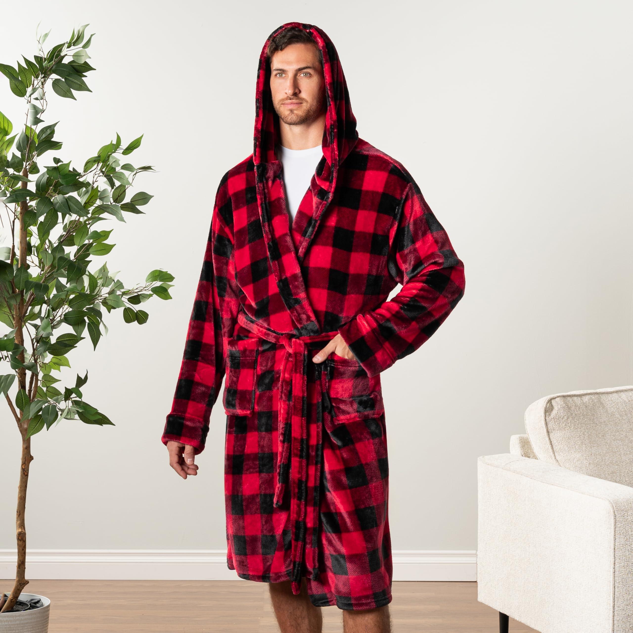 PAVILIA Mens Robe, Hooded Fleece Bathrobe for Men, Plush Long Warm Robe for Male Bath Spa - Image 7