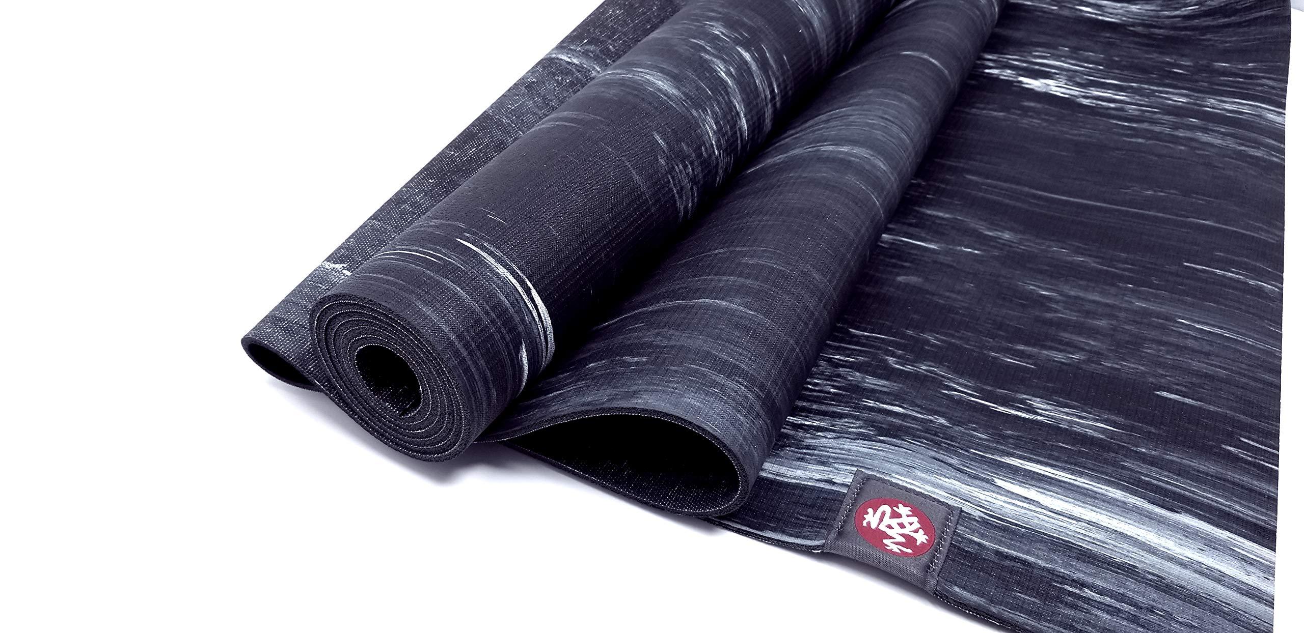 Manduka Natural Rubber Yoga Mat with Wet Grip 3mm Thick and 24" x 68" Area, Biodegradable and Sustainable, Keeps Grip When Wet (Black)