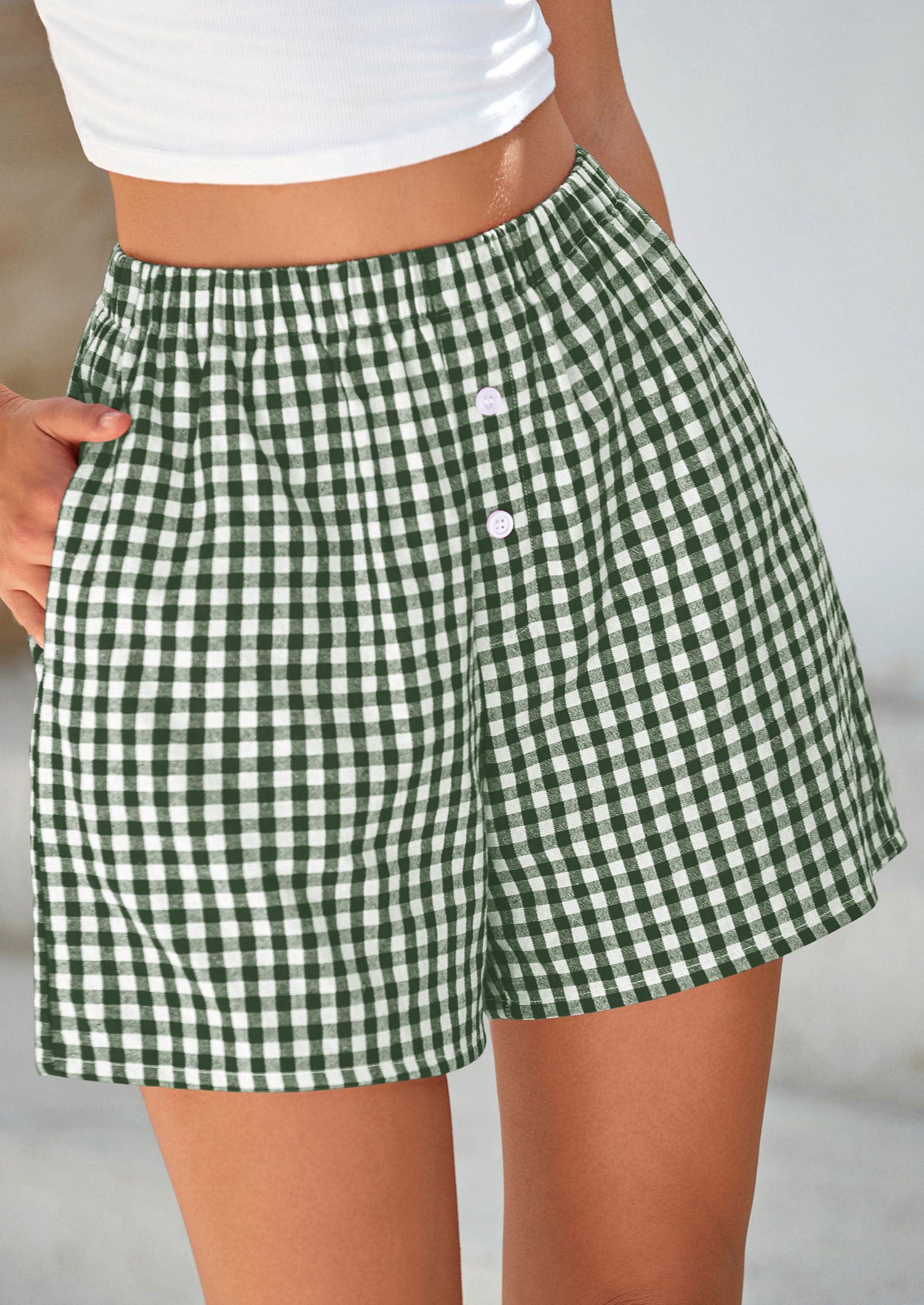 PRETTYGARDEN Womens Shorts Boxers 2025 Summer Gingham Pajama Lounge Sleep Y2K Plaid Pj Shorts Beach Bottoms - Image 5