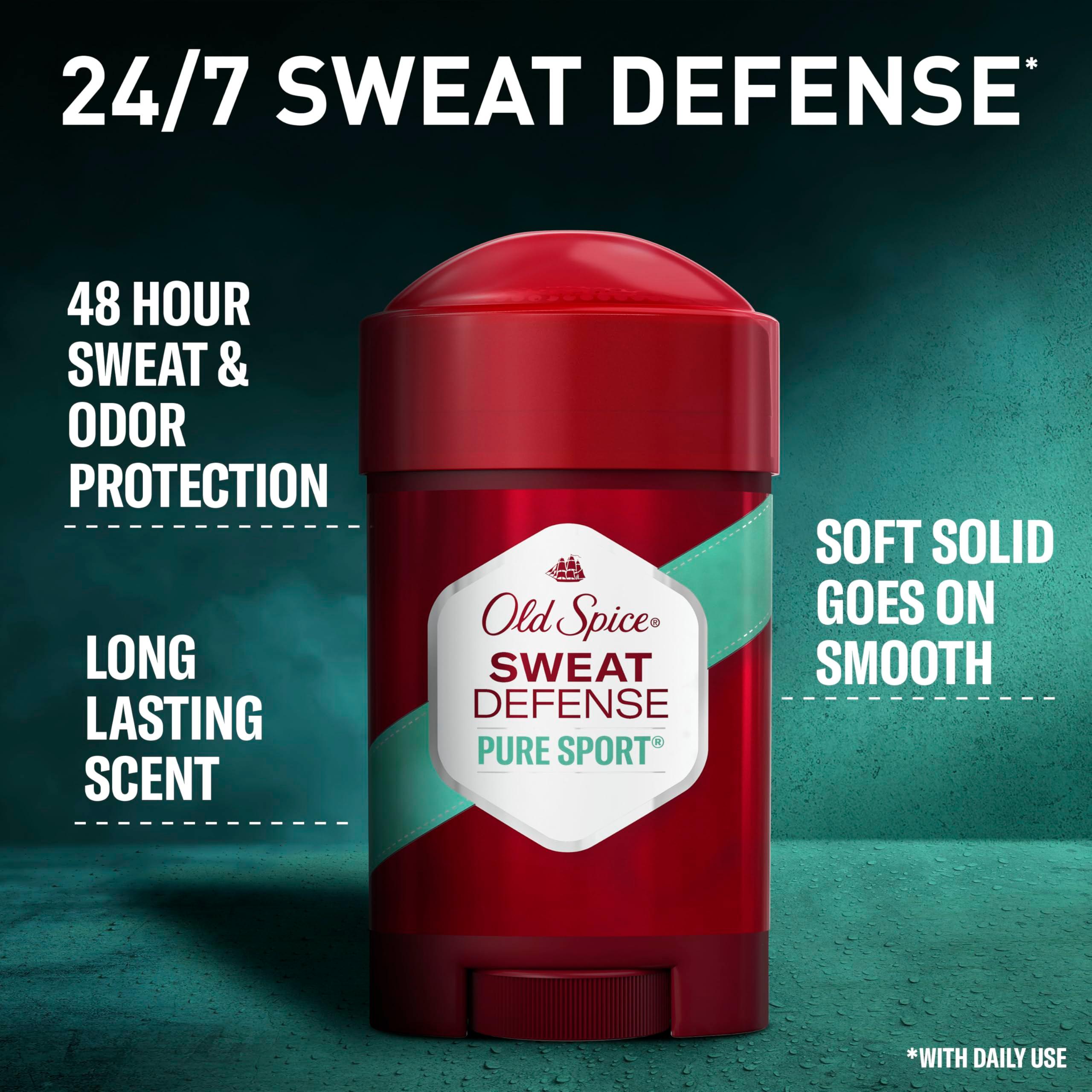 Old Spice Sweat Defense Antiperspirant & Deodorant for Men, 24/7 Ultimate Sweat Protection, Long Lasting Scent, Soft Solid, Pure Sport Scent, 2.6 oz - Image 2