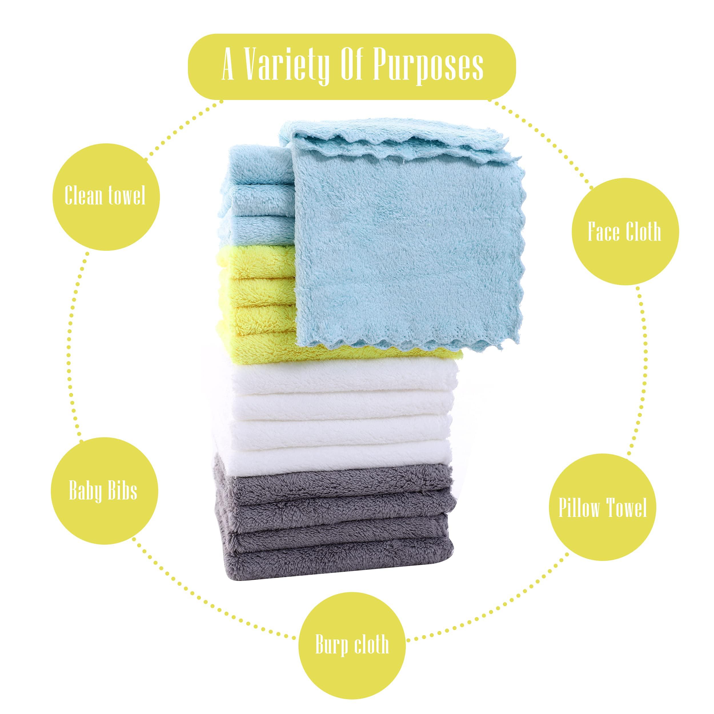 Cute Castle Ultra-Soft Baby Washcloths, 16 Pack - 9" by 9", Gentle on Sensitive Skin for Face and Body, Plush, Super Absorbent Wash Clothes for Girls and Boys - Image 8