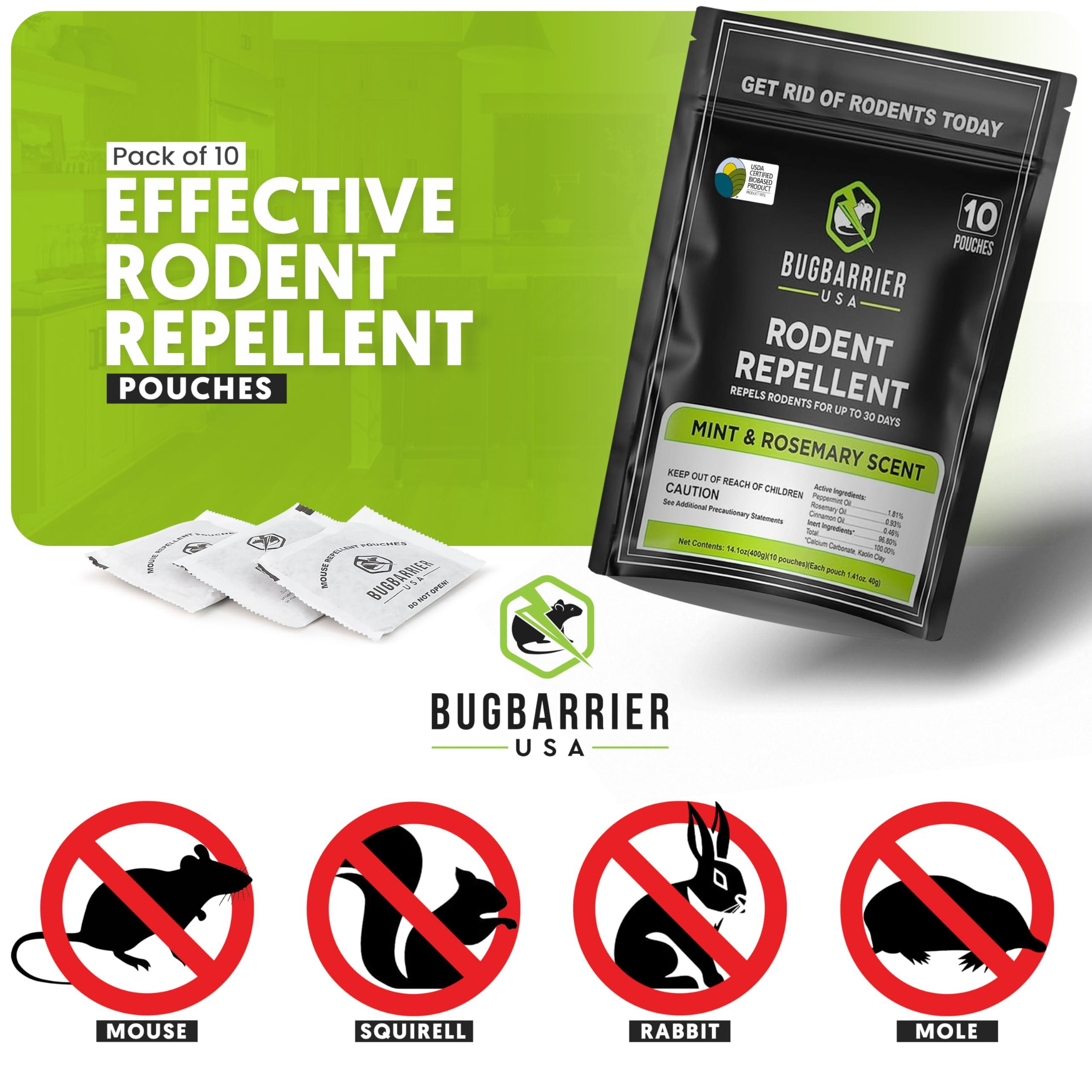 BugBarrier's Extra-Strength Mouse Repellent Deterrent Pouches, USDA 99% Biobased, Peppermint & Rosemary Oils Repel Mice Nesting in Car, RV, Boat, Garage, Shed, Cabin Made in The USA (Pack of 10) - Image 2