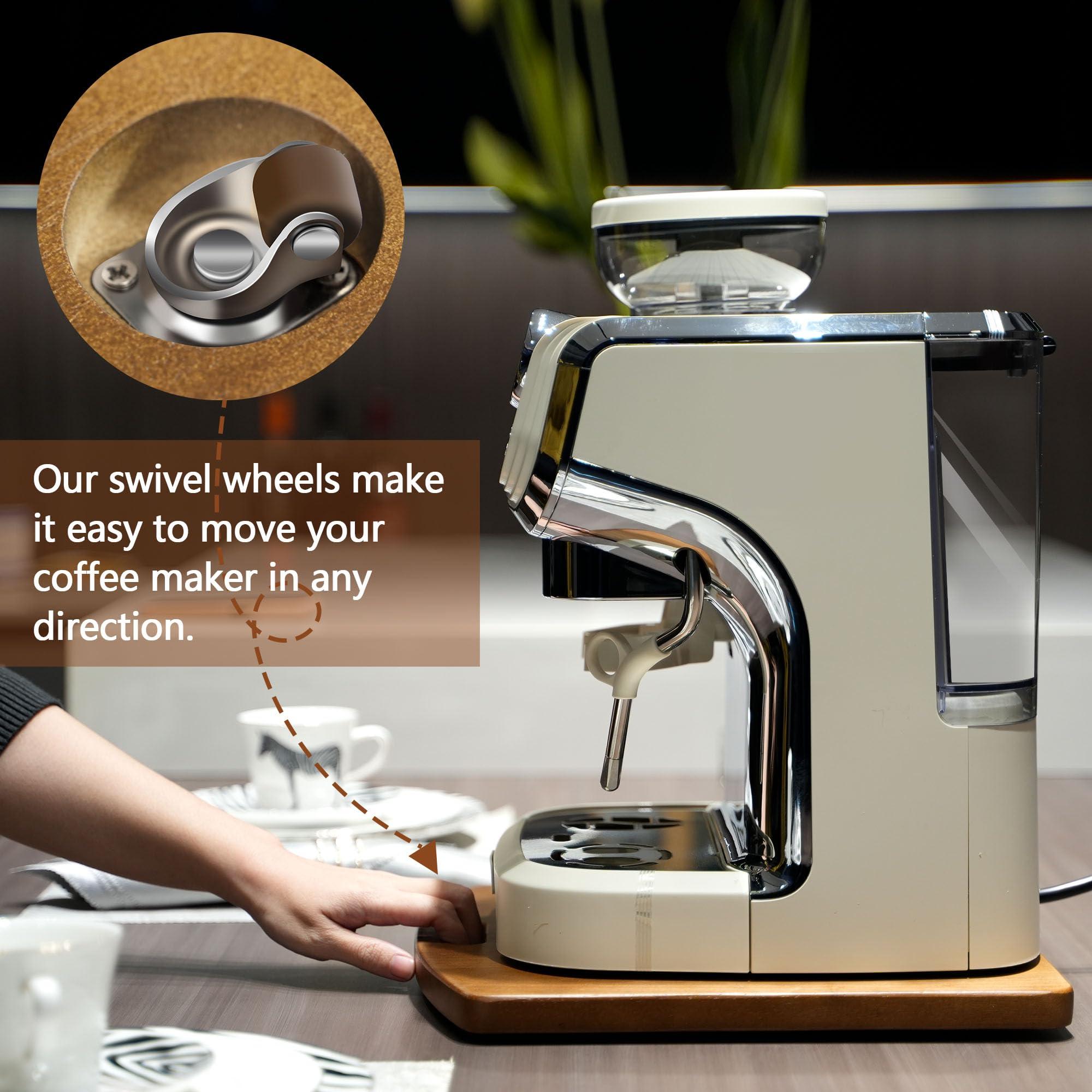 Sliding Tray for Coffee Maker - Solid Wooden Appliance Slider with 360° Smooth Rolling Wheels for Heavy Kitchen Appliances, Easy Under - Cabinet Access (Approach 13"x14") - Image 6