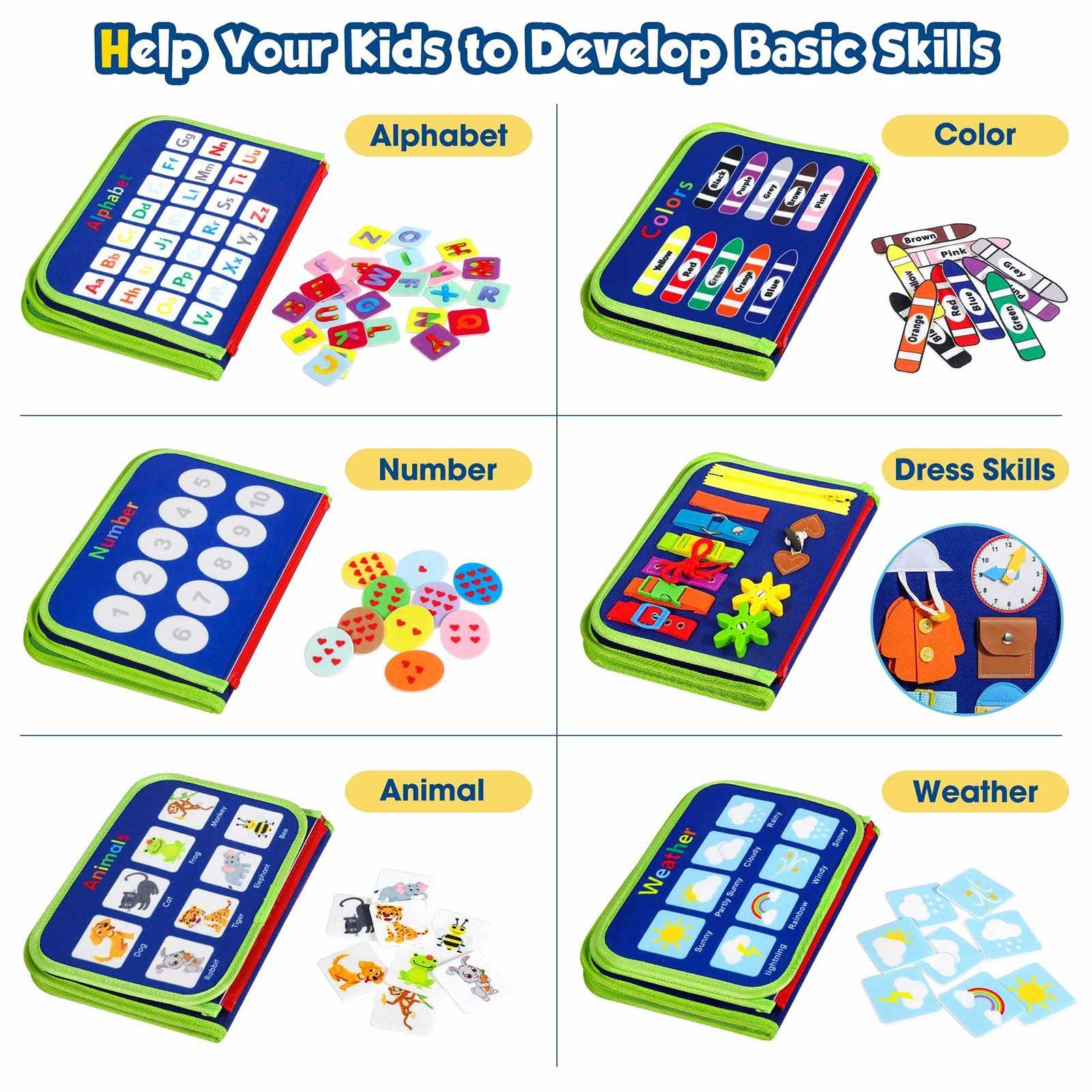 Winblo Toddler Busy Board - Montessori Toys for 1-3 Year Old Boy Birthday Gift, Educational Learning Sensory Busy Book for Two Year Old Boys, Kids Ages 2-4 Activities Toy for Airplane Car Travel - Image 3