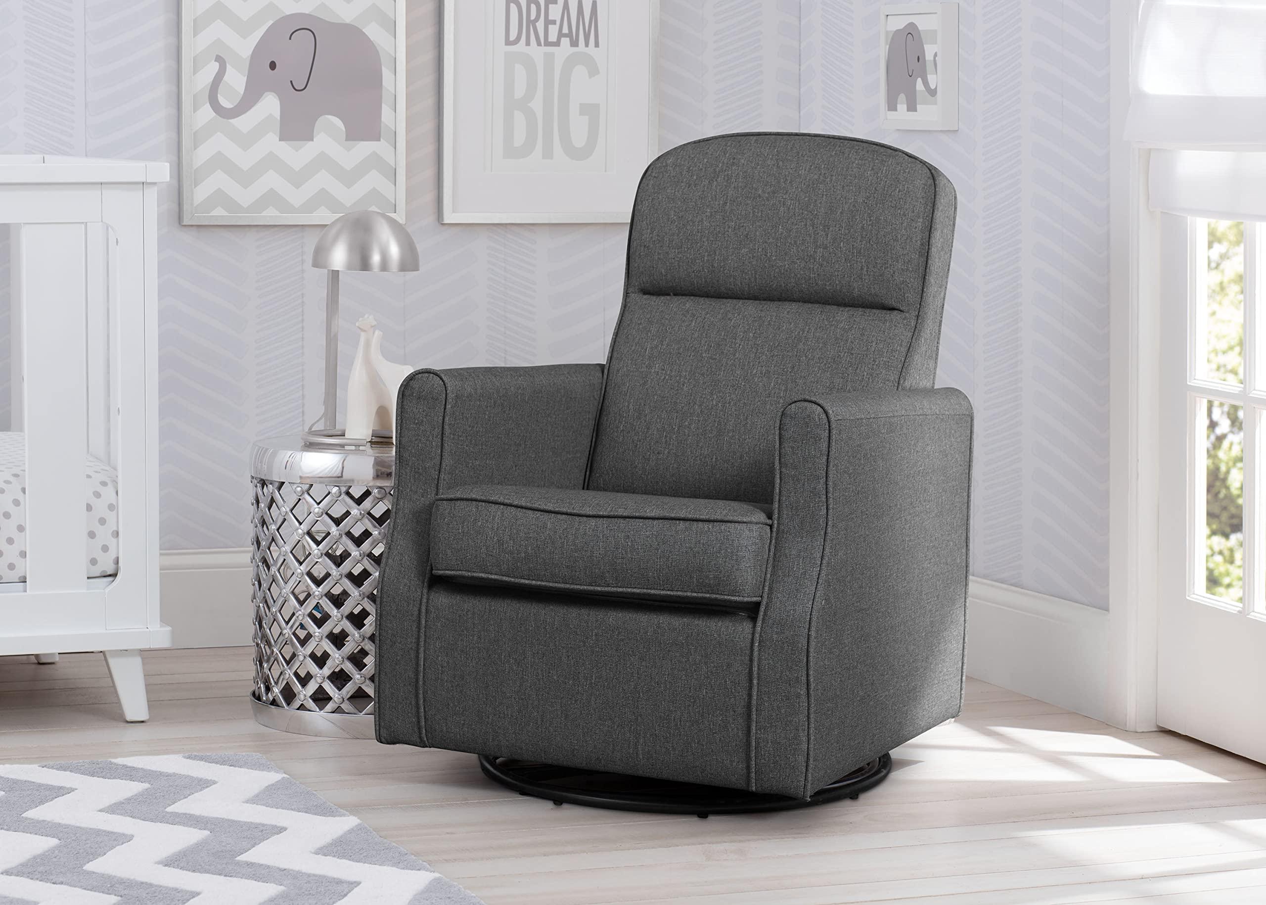 Delta Children Blair Slim Nursery Glider Swivel Rocker Chair, Charcoal - Image 2
