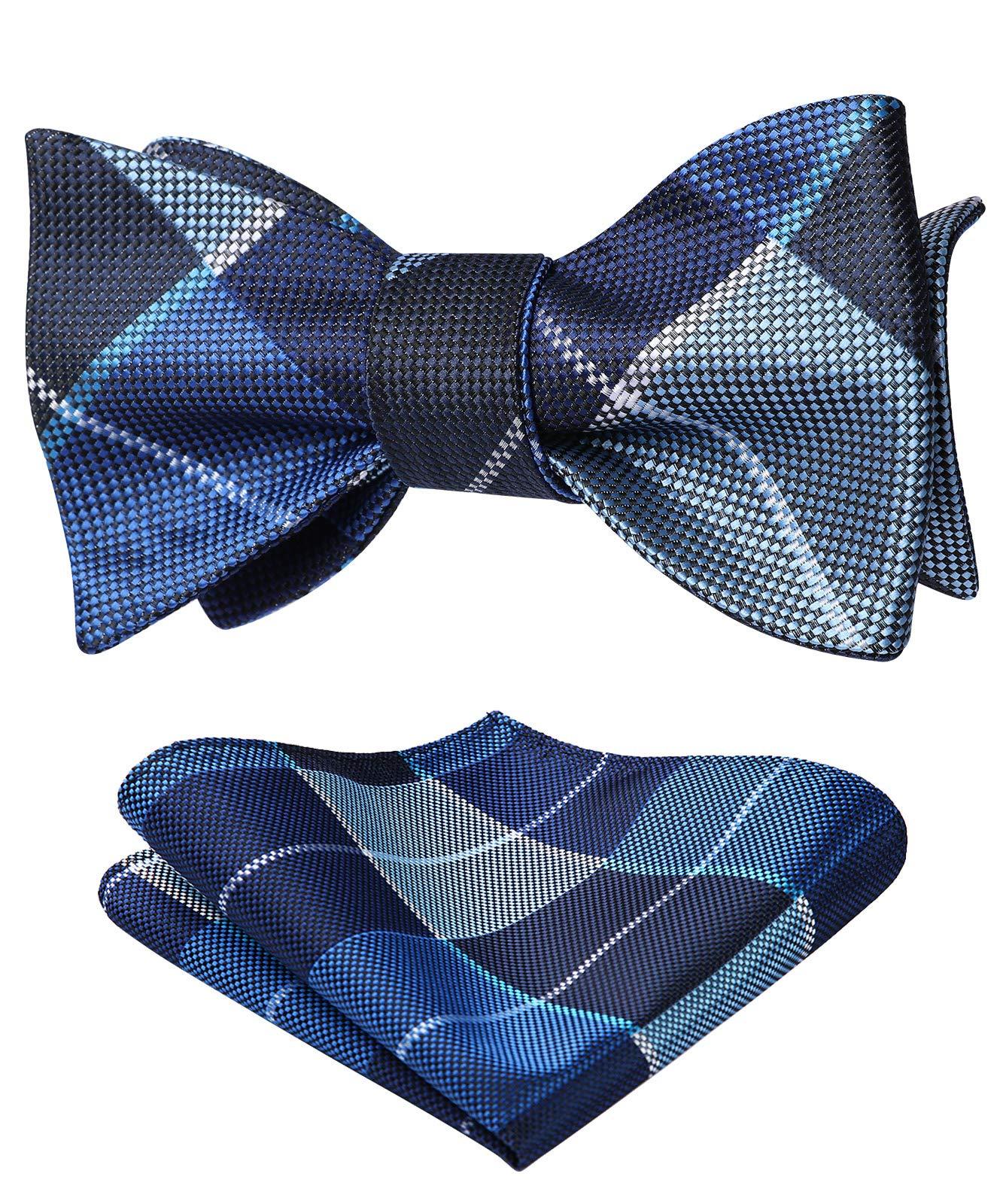 Bow Ties for Men Check Plaid Self Tie Bow Tie and Pocket Square Bowtie Formal Tuxedo Wedding Bowties Handkerchief Set