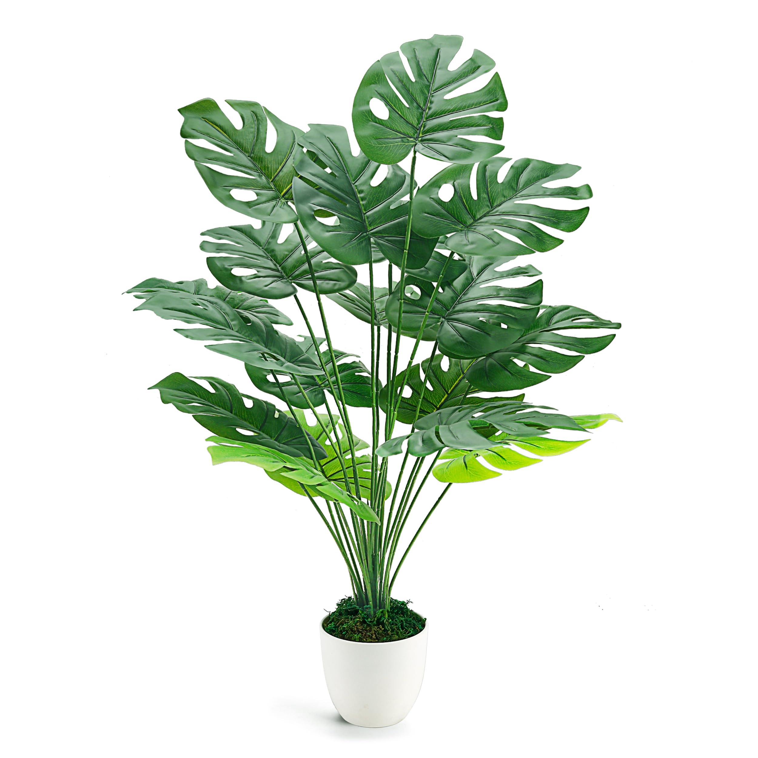 Der Rose 28" Fake Plants Large Artificial Monstera Faux Potted Plants Indoor Tall Tree for Living Room Decor