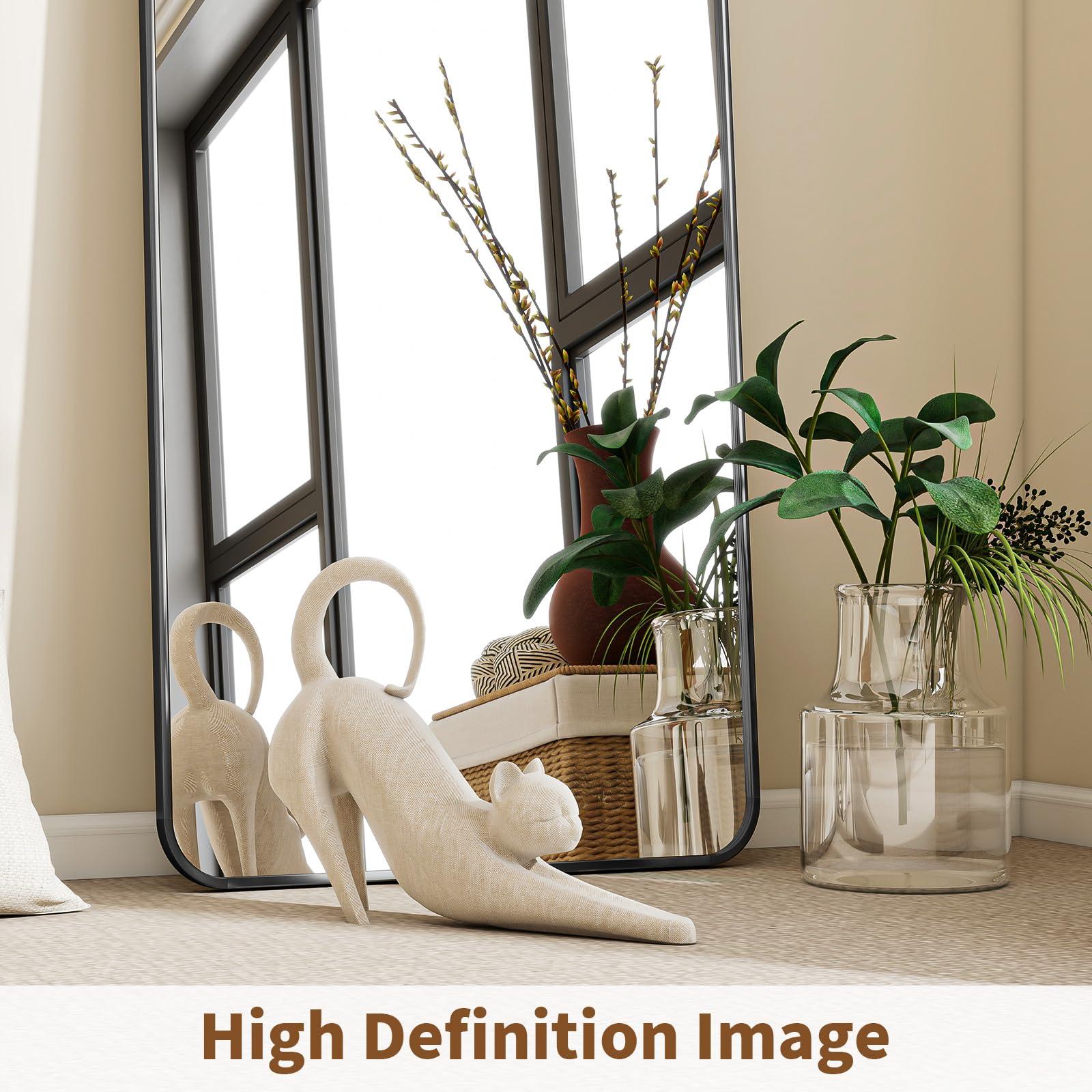 BEAUTYPEAK Black Full Length Mirror, 56"x21" Rounded Corner Floor Mirror Standing Hanging or Leaning Against Wall, Suitable for Bedroom or Dressing Room - Image 5
