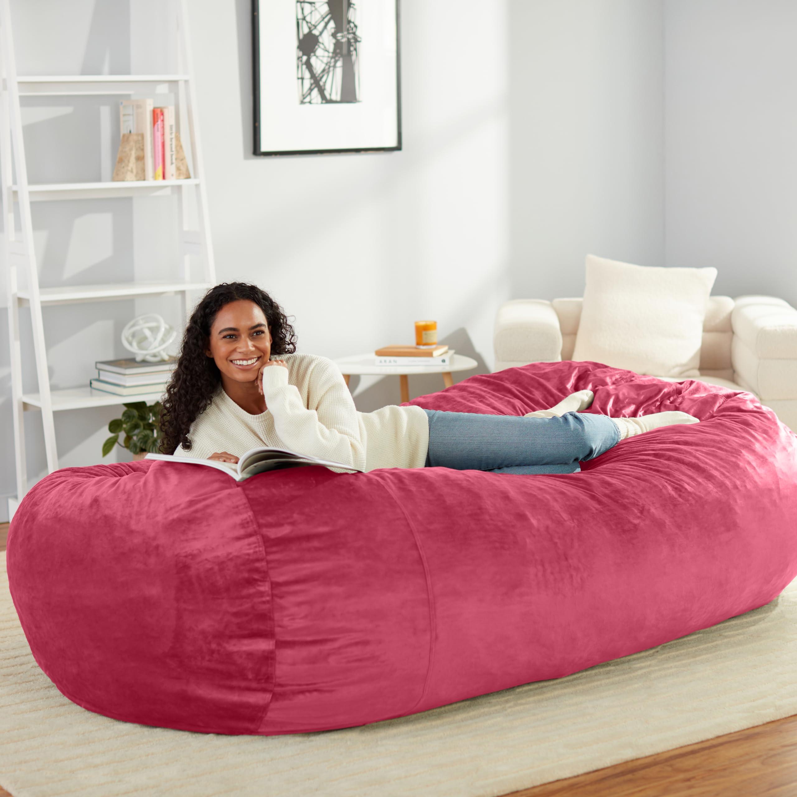 Amazon Basics Extra Large Bean Bag Chair Lounger, 7 ft Memory Foam Filled, Microfiber Cover, Pink, Solid - Image 2