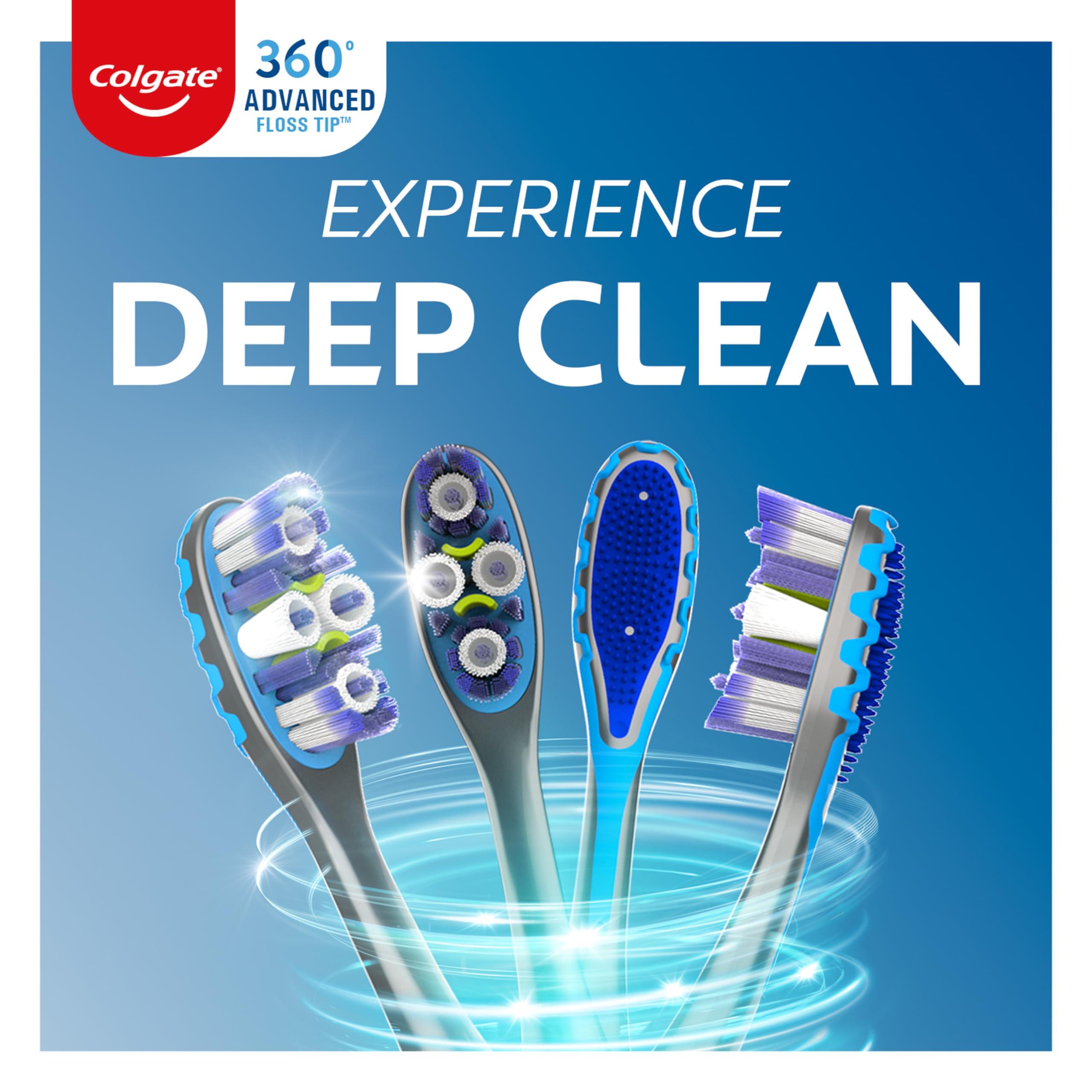 Colgate 360 Advanced Floss Tip Toothbrush, Soft Toothbrush for Adults, 4 Pack - Image 2