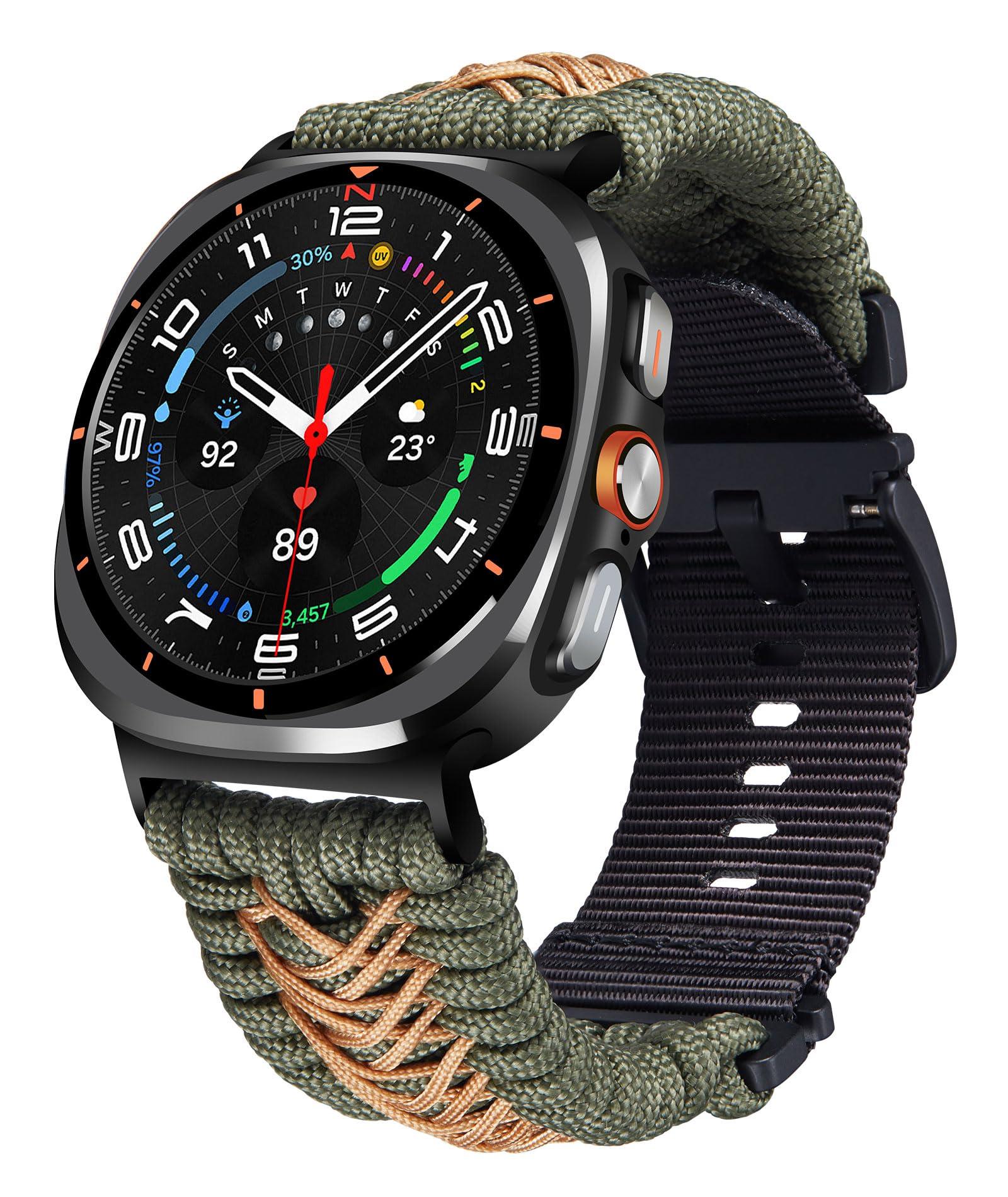 BINLUN Watch Bands Compatible with Samsung Galaxy Watch Ultra 47mm Smartwatch Replacement Band Braided 550 Paracord Nylon Sport Strap for Men Women