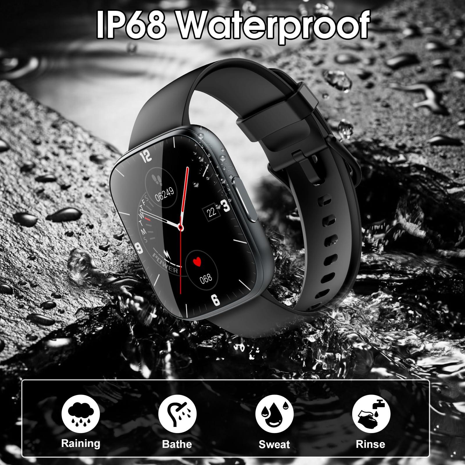 Puqo Smart Watch for Men Women Bluetooth Call, 1.95" HD Touch Screen Fitness Watch with Sleep Heart Rate Monitor, 100+ Sports Modes, IP68 Waterproof Activity Trackers for Android iOS, Black - Image 6