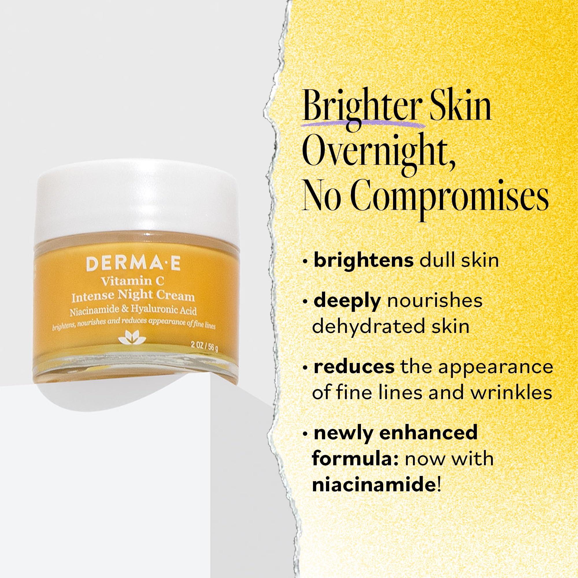 DERMA-E Vitamin C Intense Night Cream – Brightening and Hydrating Facial Skin Renewing Cream – Anti-Aging Overnight Facial Moisturizer, 2 oz - Image 2