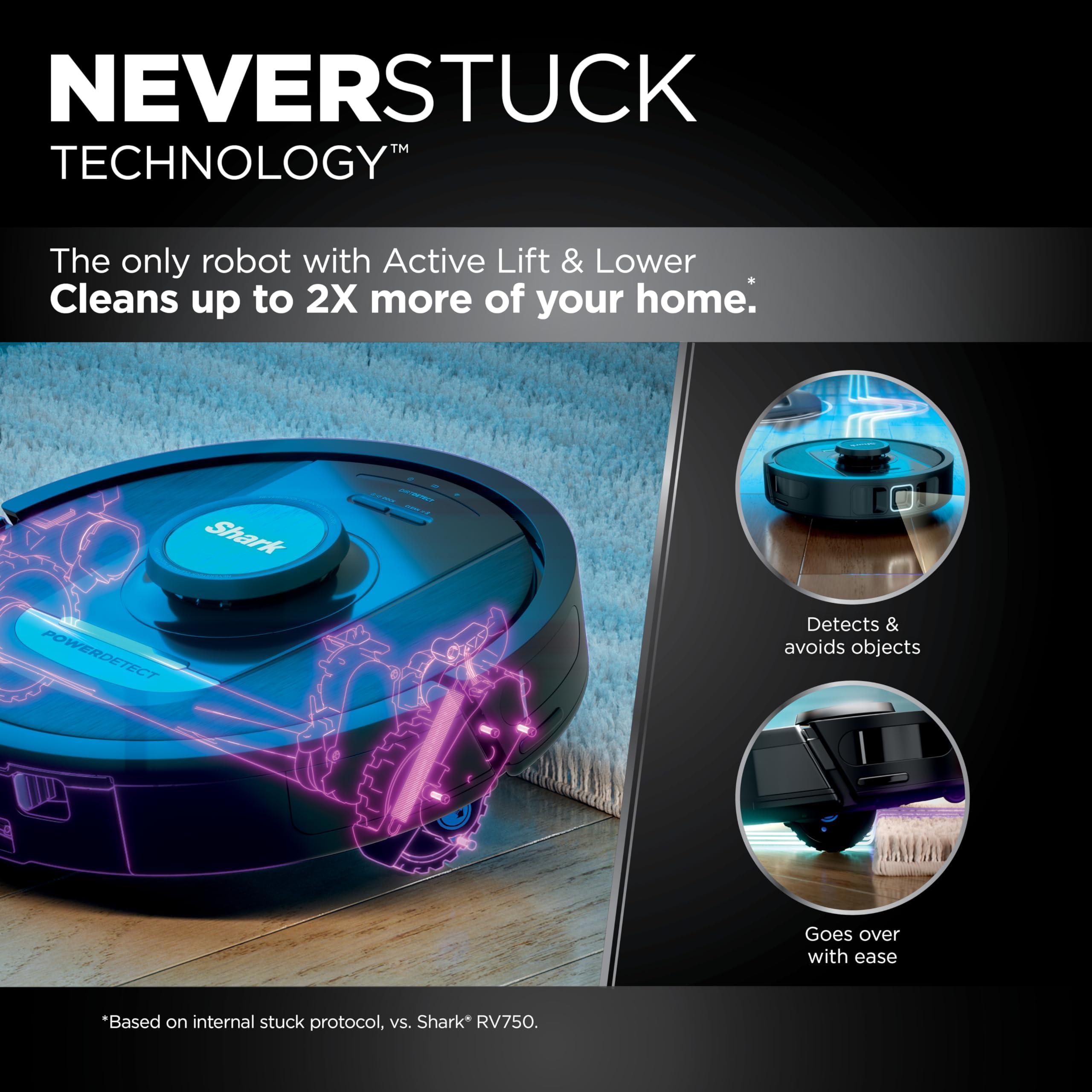 Shark PowerDetect Self-Empty Robot Vacuum with NeverStuck Technology, Auto Deep-Clean Carpets & Hardfloors, 30 Day Capacity HEPA Bagless Base, for Pet Hair, WiFi Black, AV2820S - Image 9