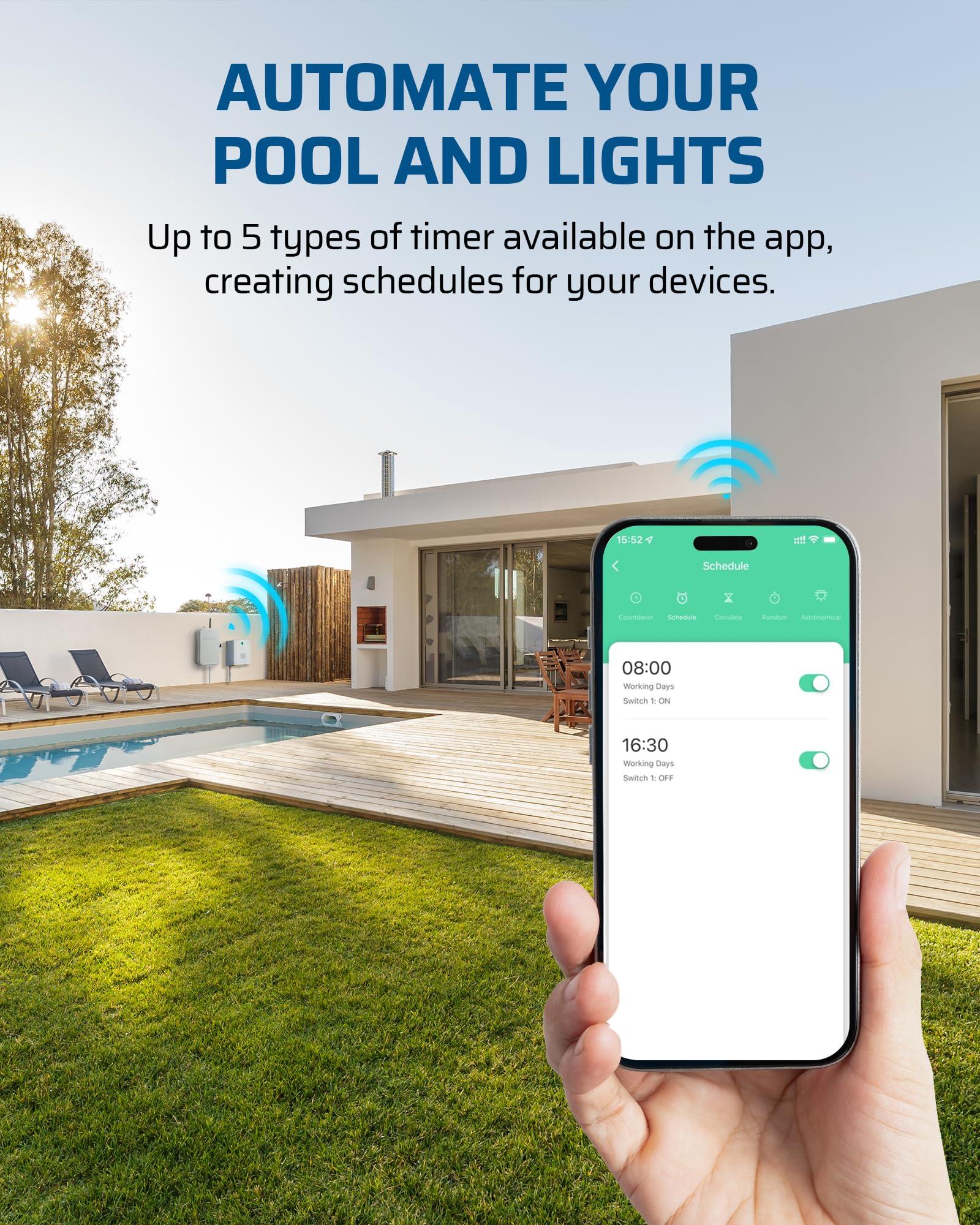 DEWENWILS Pool Pump Timer, Outdoor Smart WiFi Box, Heavy Duty 40A 240VAC 3HP Wireless Controller Timer for Pool, Water Heater, Compatible with Smart Phone, Alexa, Google Assistant, ETL Listed - Image 6