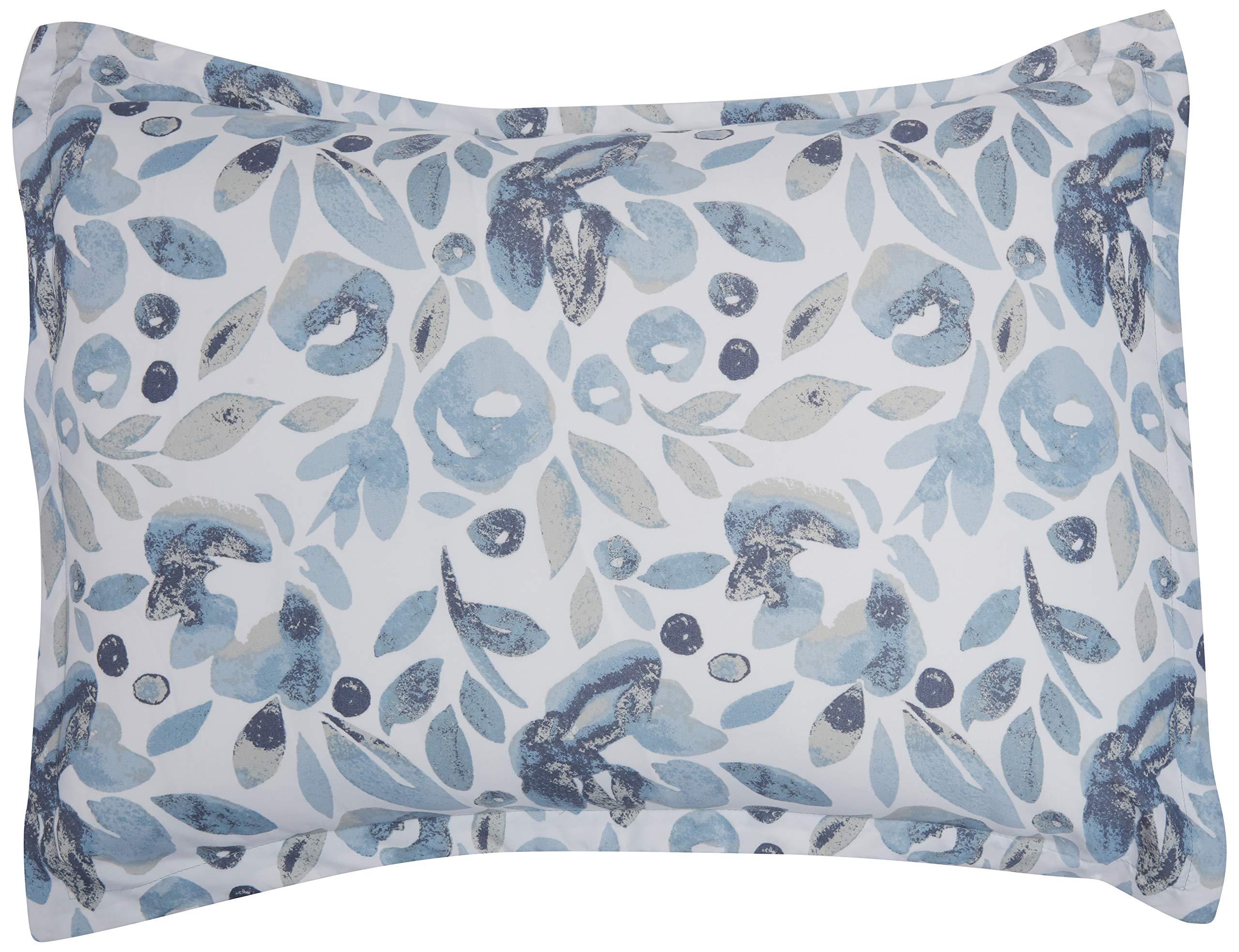 Amazon Basics Queen Comforter Set, Soft Microfiber, Machine Washable, Blue Watercolor Floral, 10-Piece - Image 3