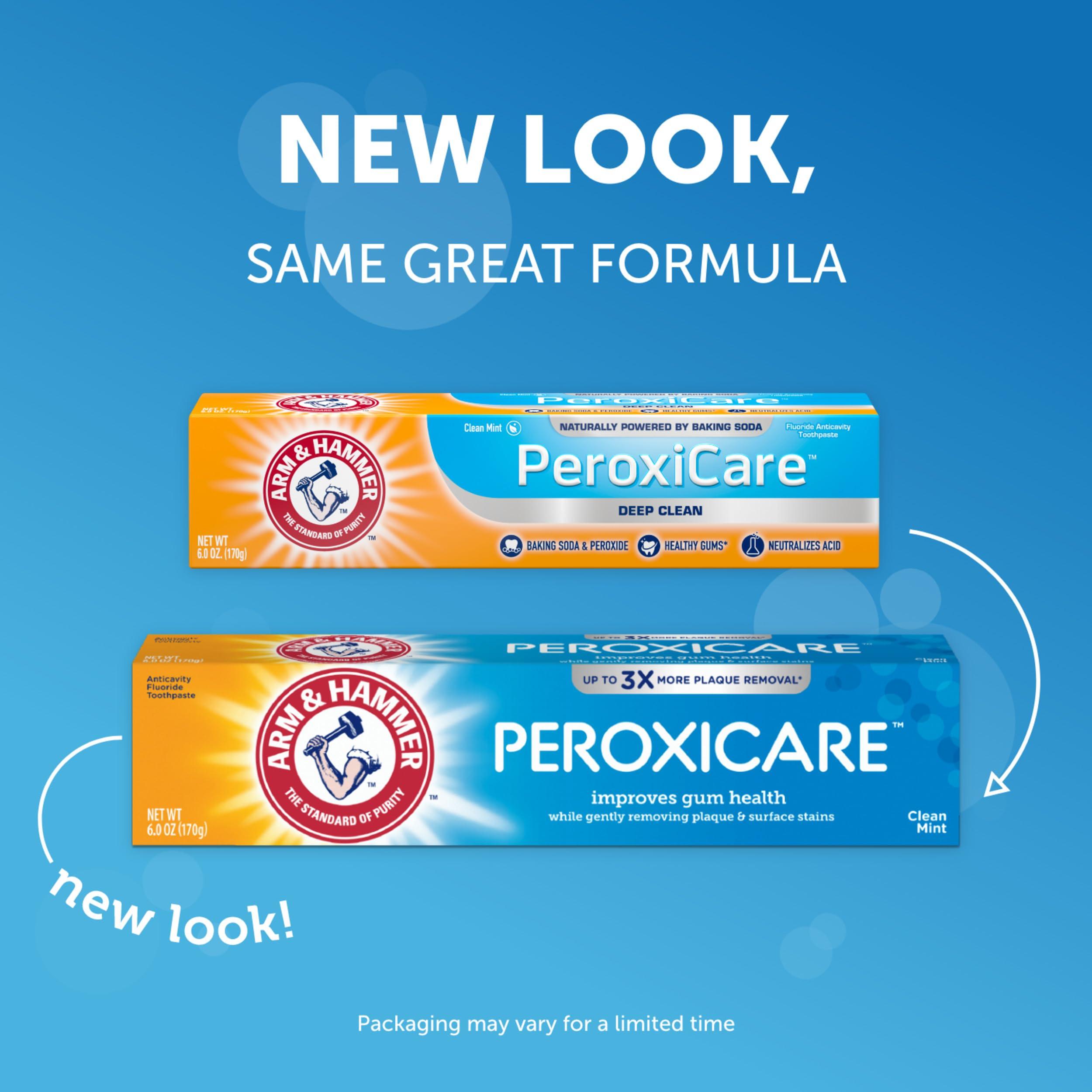 ARM & HAMMER Peroxicare Toothpaste for Gum Health, Baking Soda Toothpaste, Clean Mint, 6.0 oz (Pack of 4 - Image 3