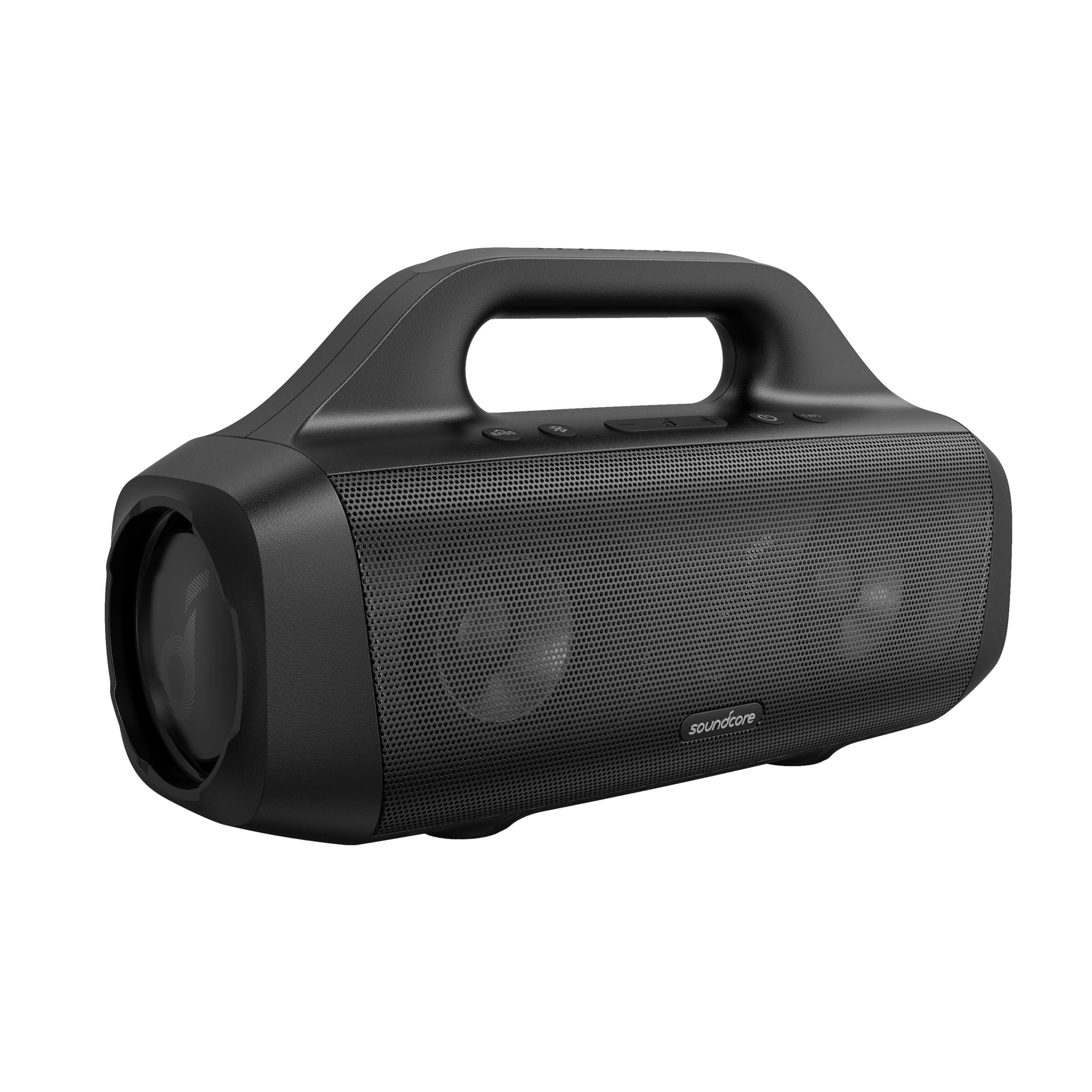 Soundcore Anker Motion Boom Waterproof Bluetooth Speaker with Titanium Drivers, BassUp Technology, IPX7, 24H Playtime, App, Built-in Handle, Outdoor Speaker for Camping, Pool, Beach, Backyard