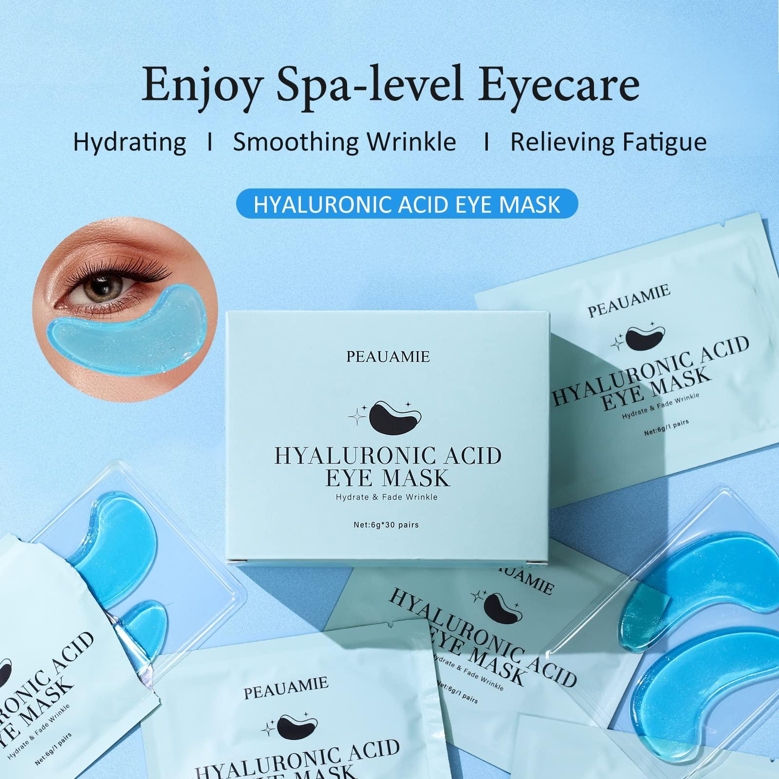 PEAUAMIE Under Eye Patchs Hyaluronic Acid Eye Mask for Dark Circles and Puffiness Wrinkle Eye Bags 30 Pairs - Image 2